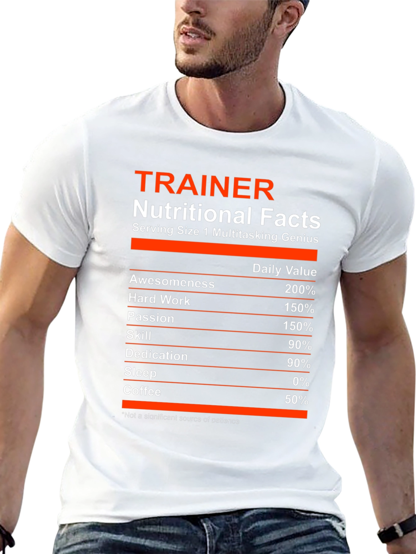 Trainer Nutritional Facts T-Shirt - Multitasking Genius
