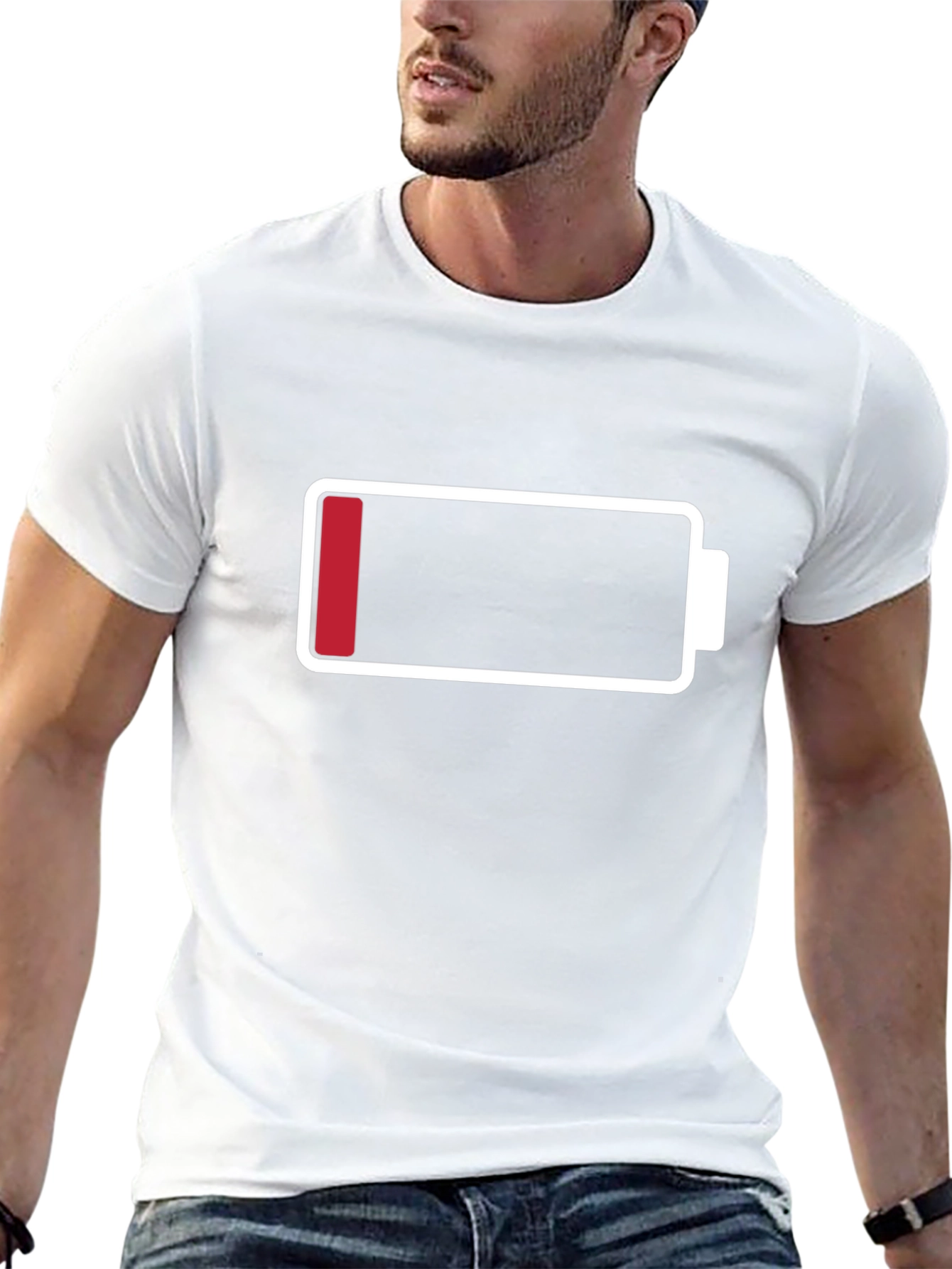 Low Battery Graphic Mens T-Shirt - Black Cotton Tee