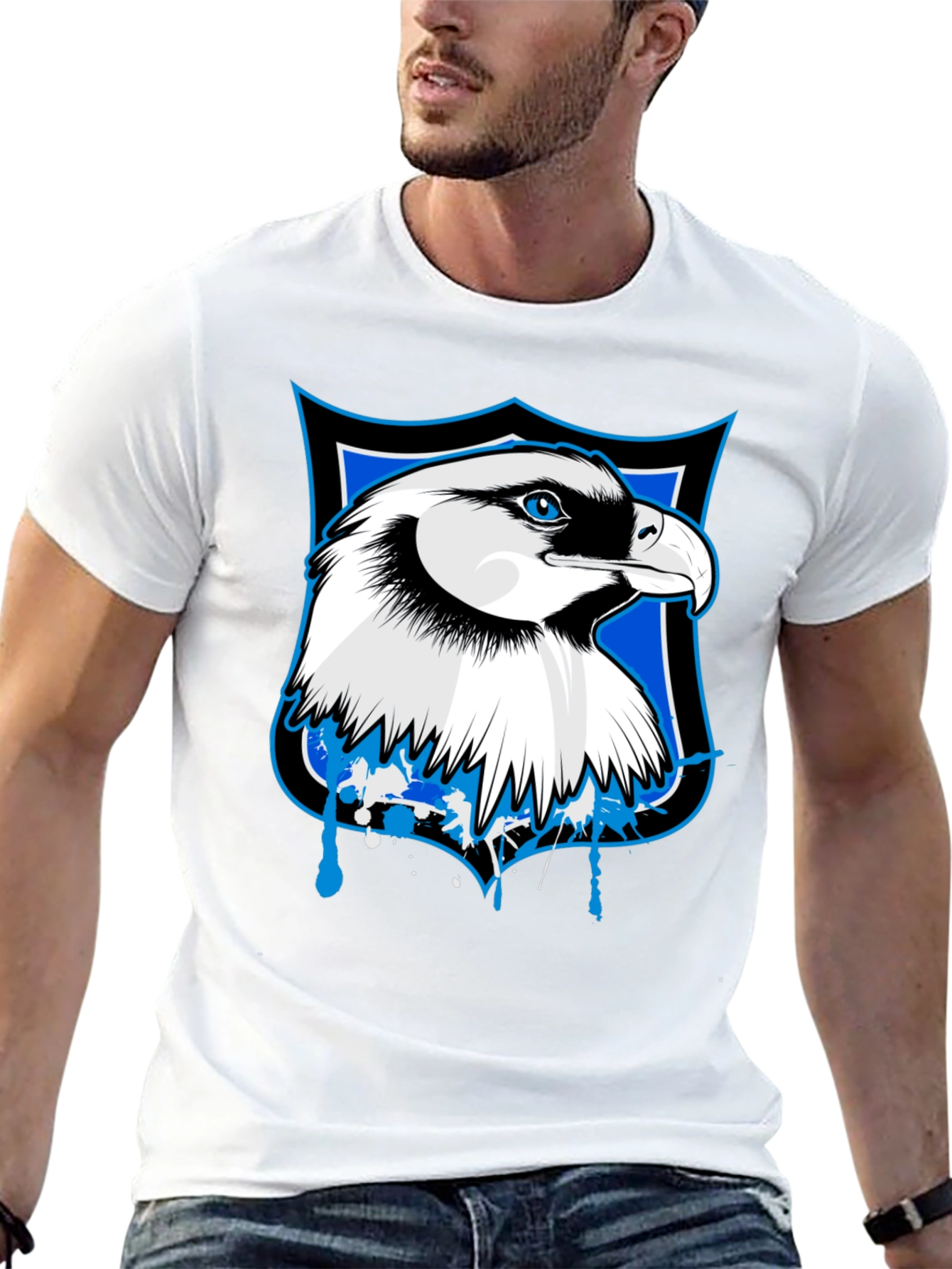 Mens Eagle Shield Graphic Tee - Black