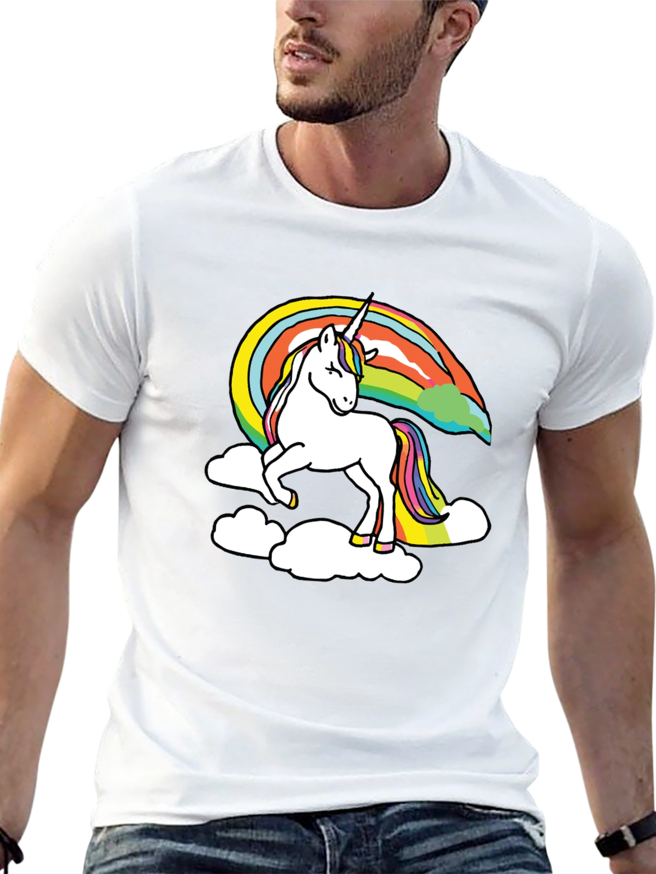 Unicorn Rainbow Graphic Black T-Shirt