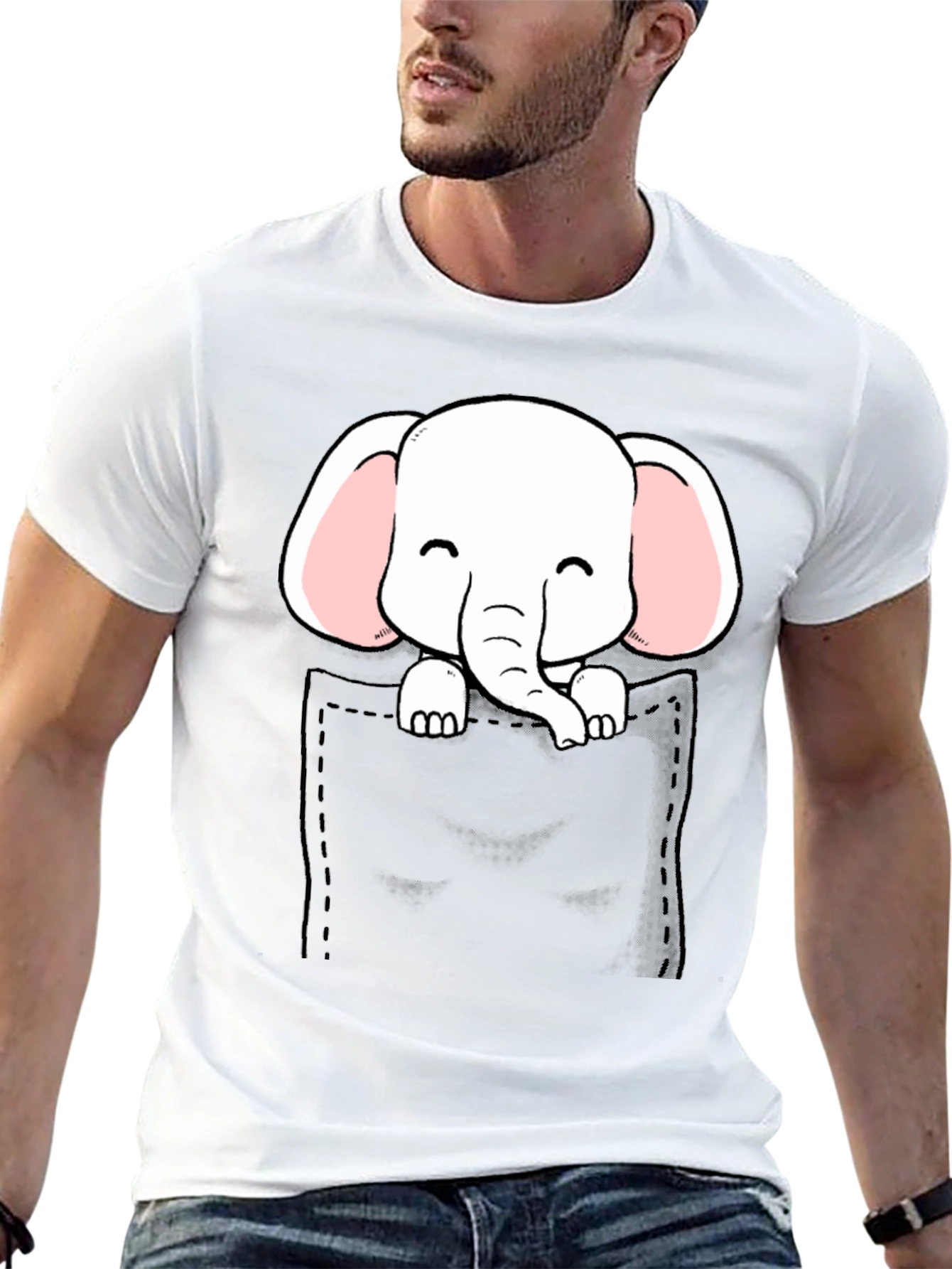 Cute Elephant Pocket T-Shirt