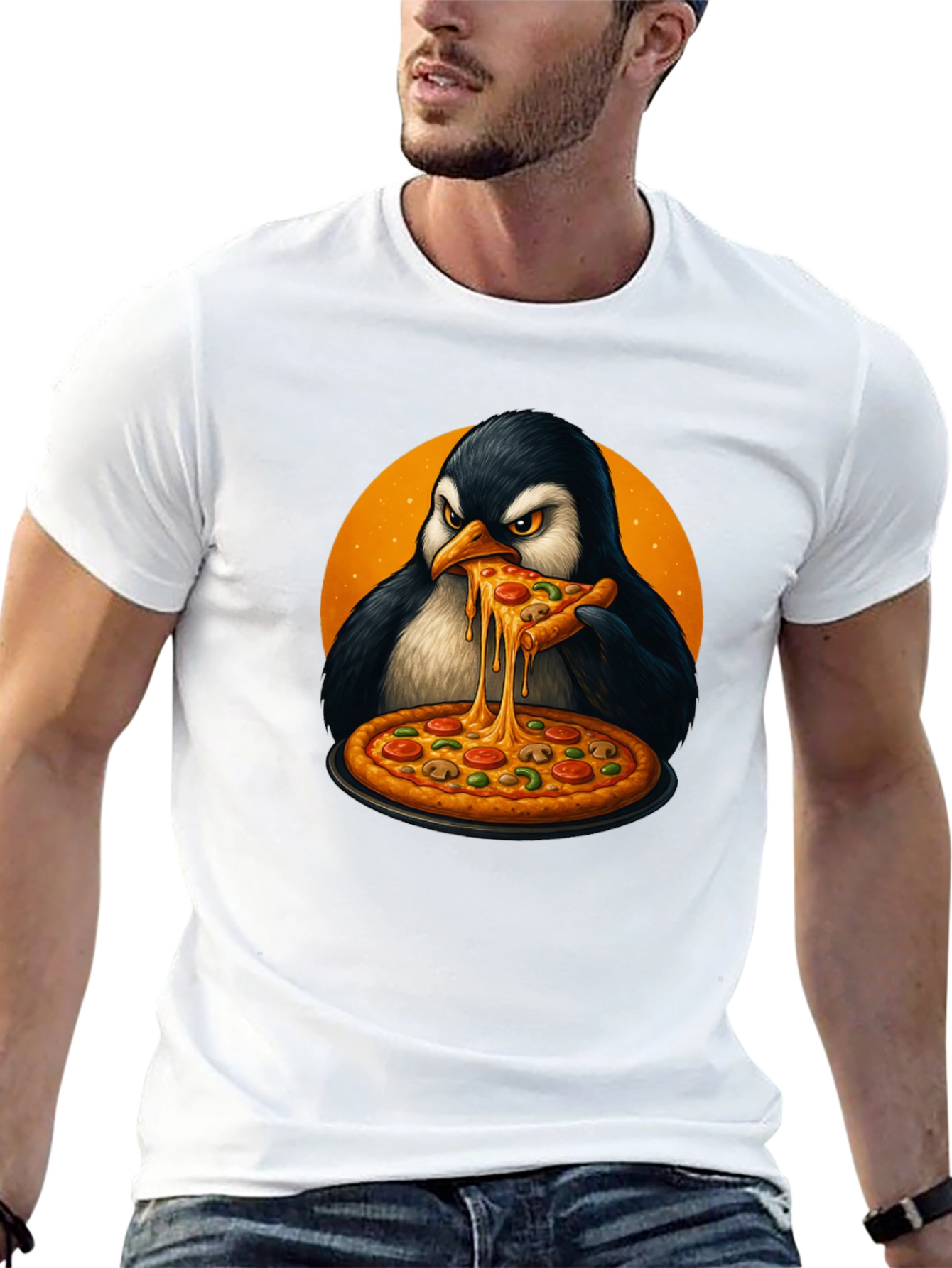 Penguin Pizza Lover T-Shirt - Cool Graphic Tee