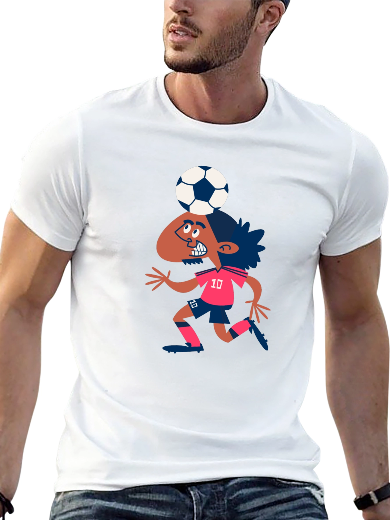 Cartoon Soccer Player Graphic T-Shirt