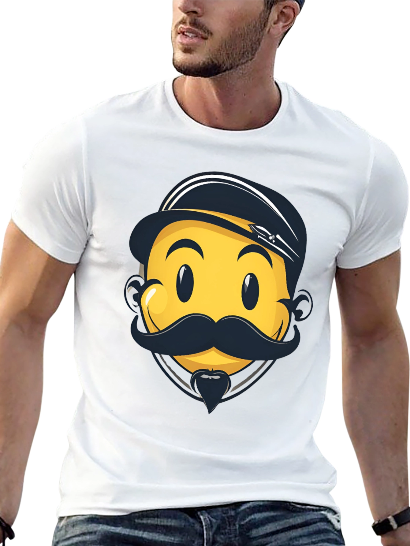 Emoji Captain Graphic Tee - Black Cotton Comfort