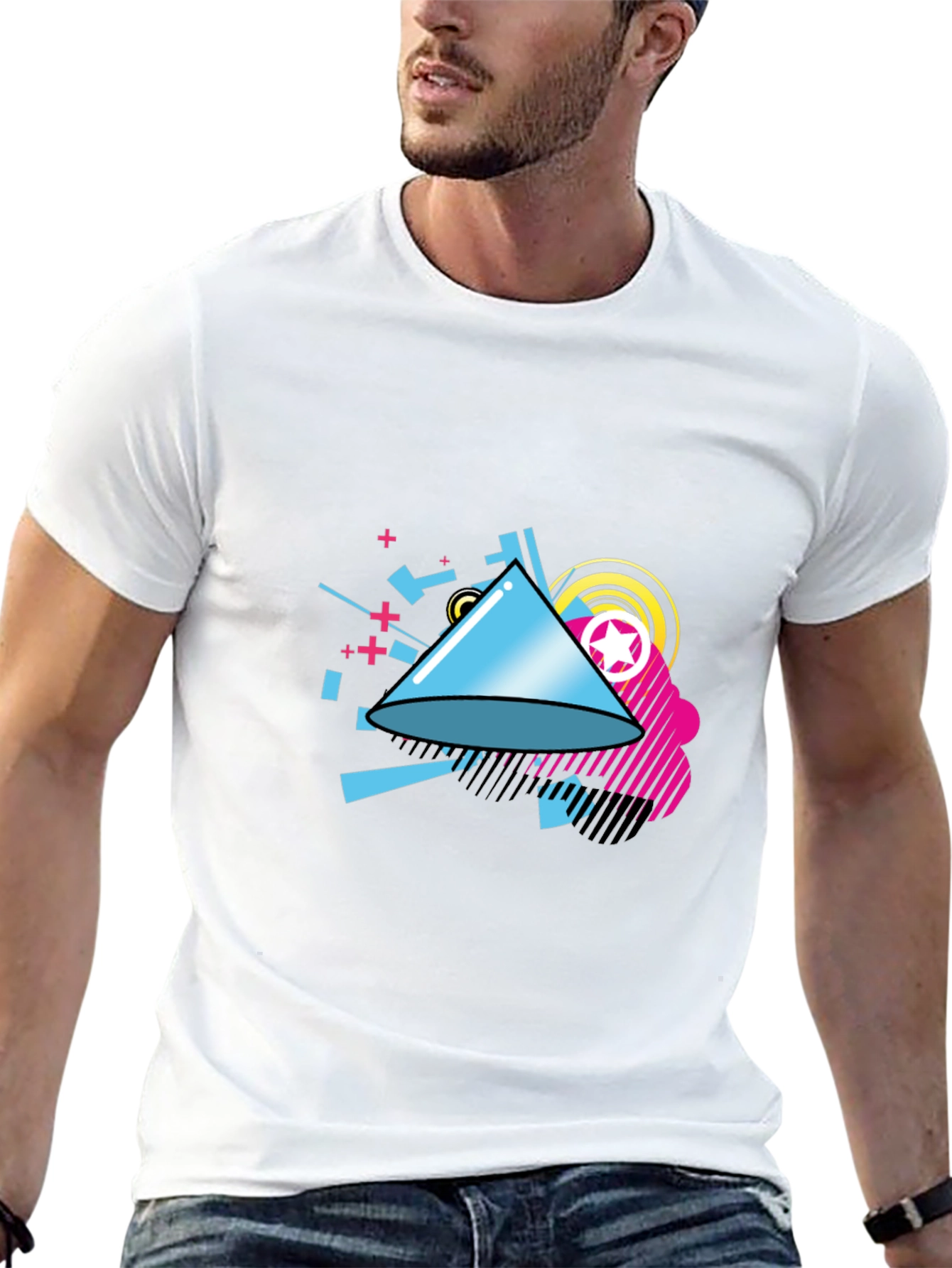 Geometric Design Black T-Shirt