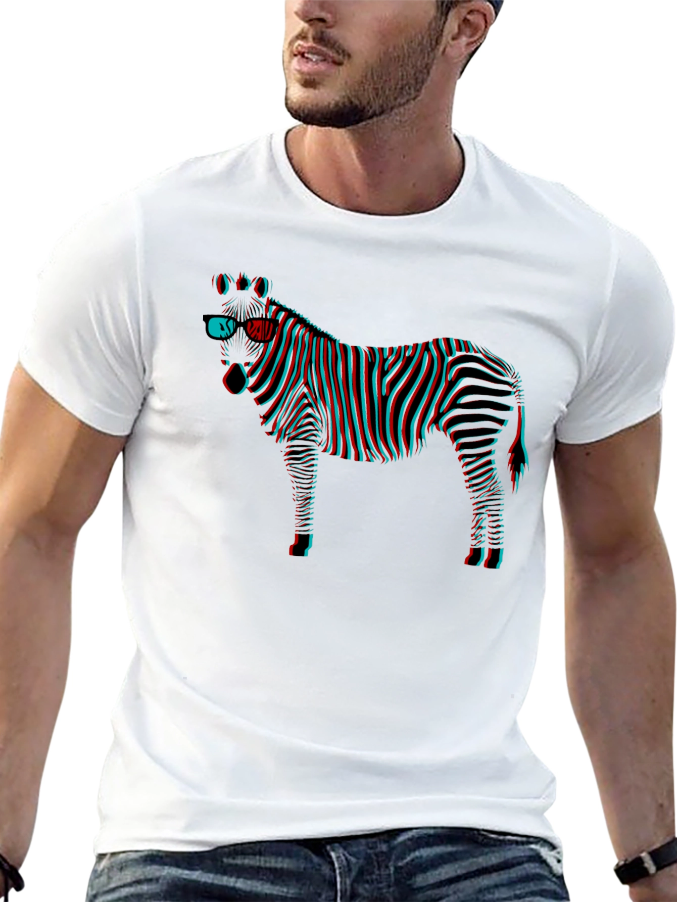 3D Zebra Graphic Tee - Black