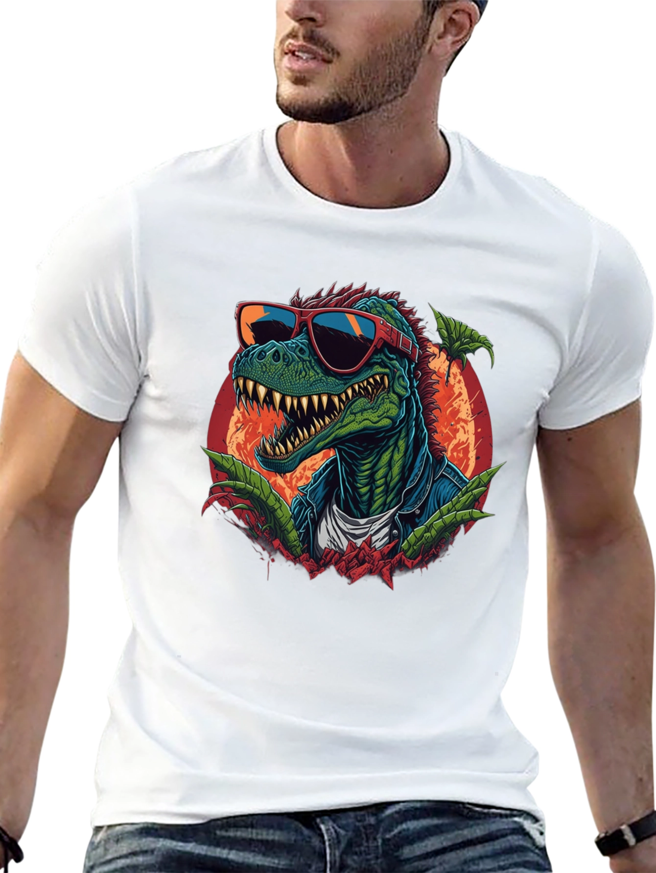 Cool Dinosaur Graphic T-Shirt - Black