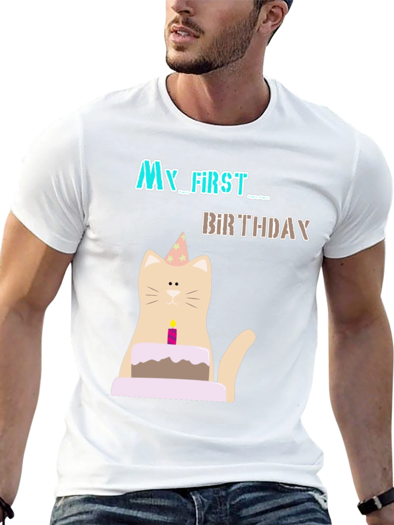 My First Birthday Cat Graphic T-Shirt