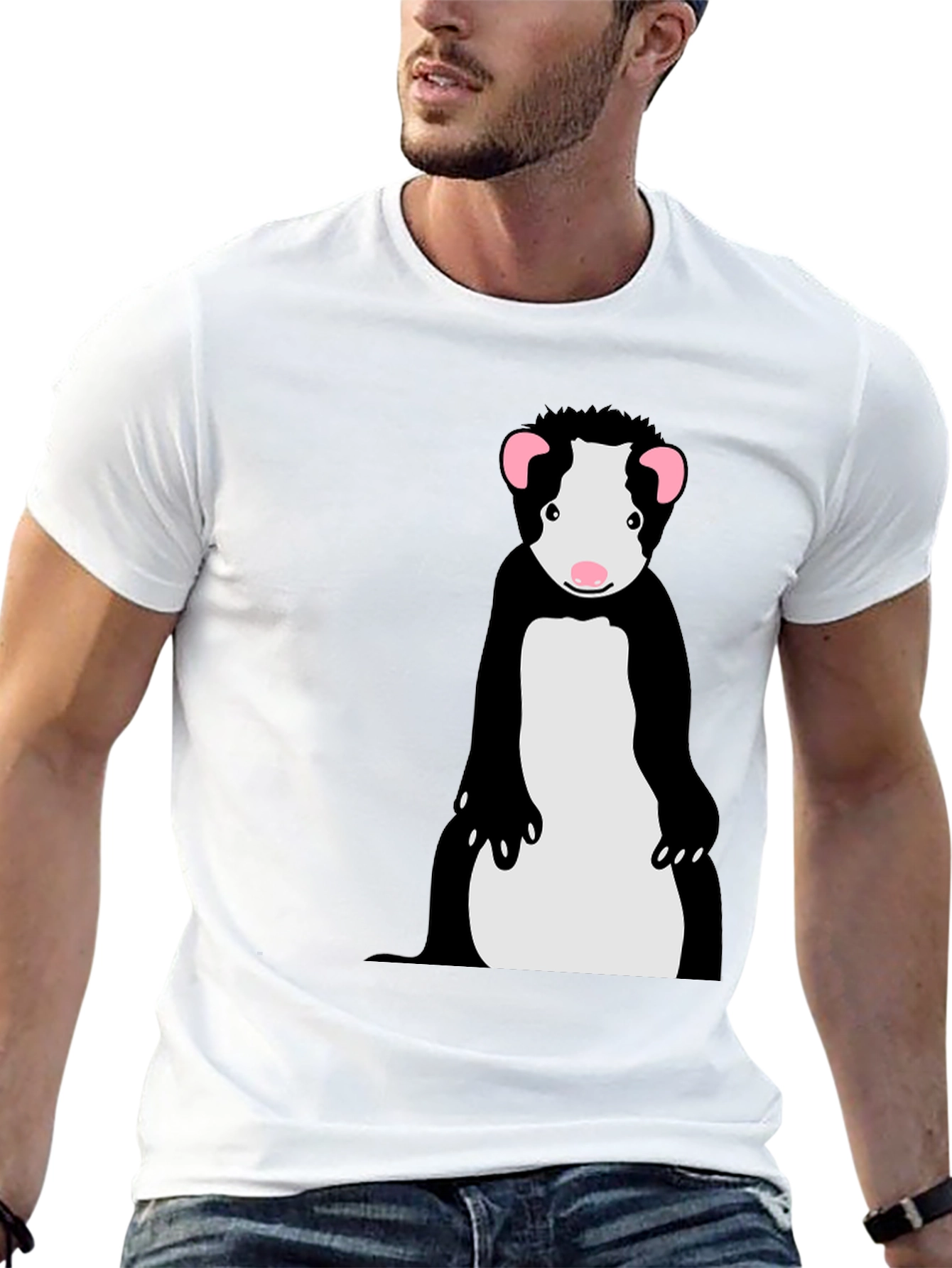 Cool Ferret Graphic Tee - Black Cotton T-Shirt