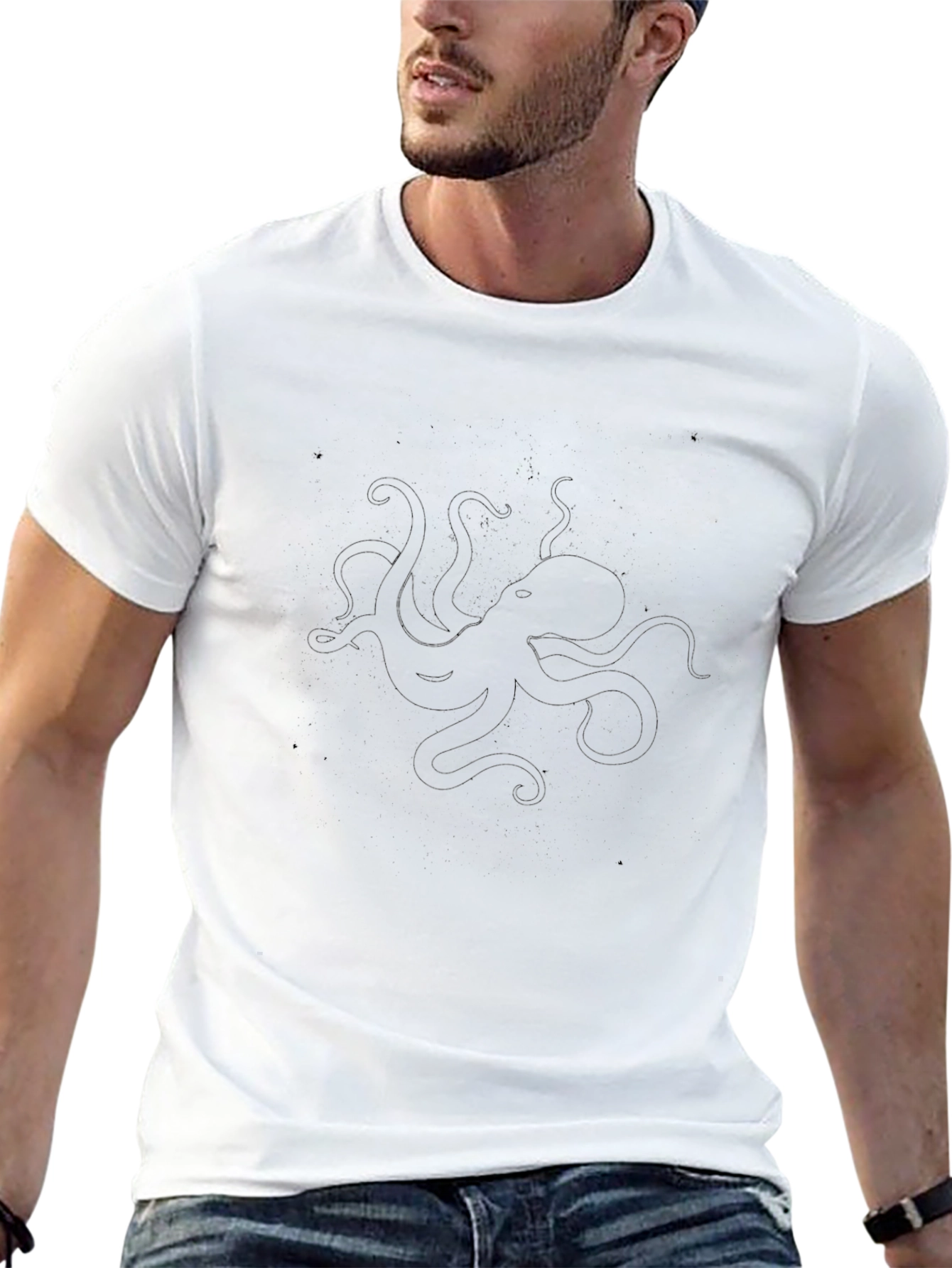 Mens Black Octopus Graphic Tee - Casual Comfort