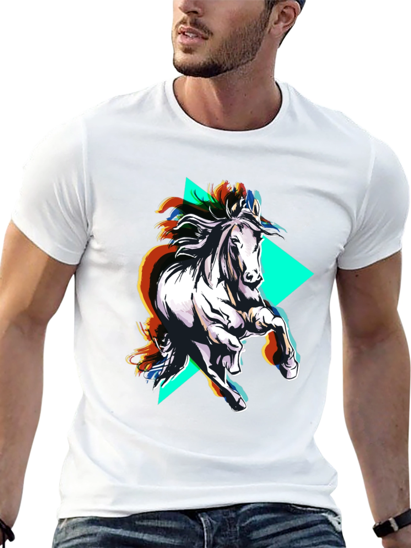 Abstract Horse Graphic Black T-Shirt
