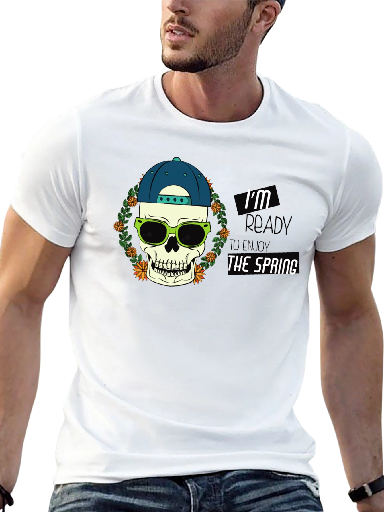 Spring Ready Skull Graphic T-Shirt