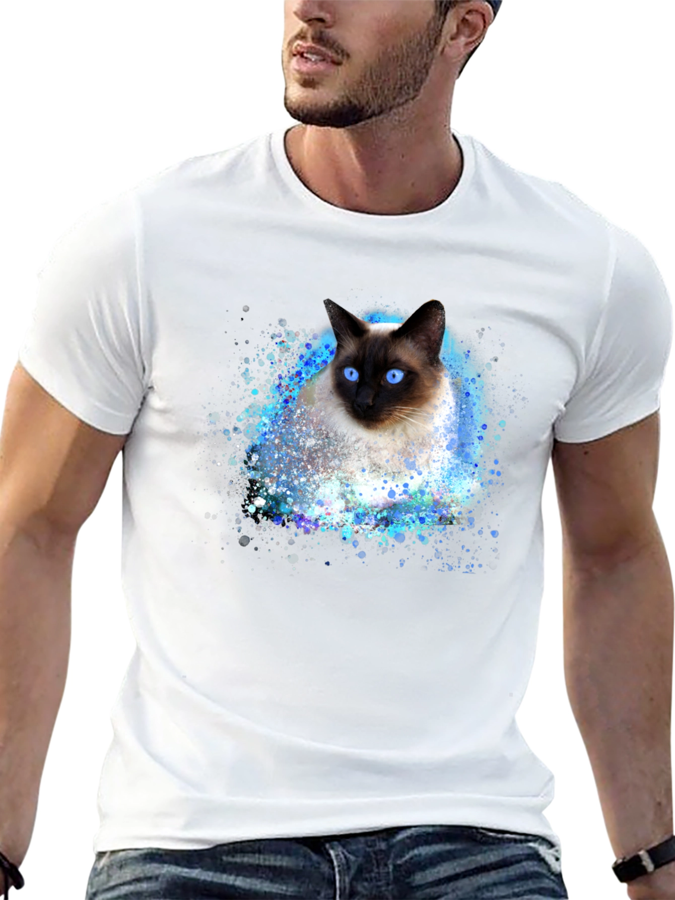 Siamese Cat Art T-Shirt - Unique Cat Lover Gift