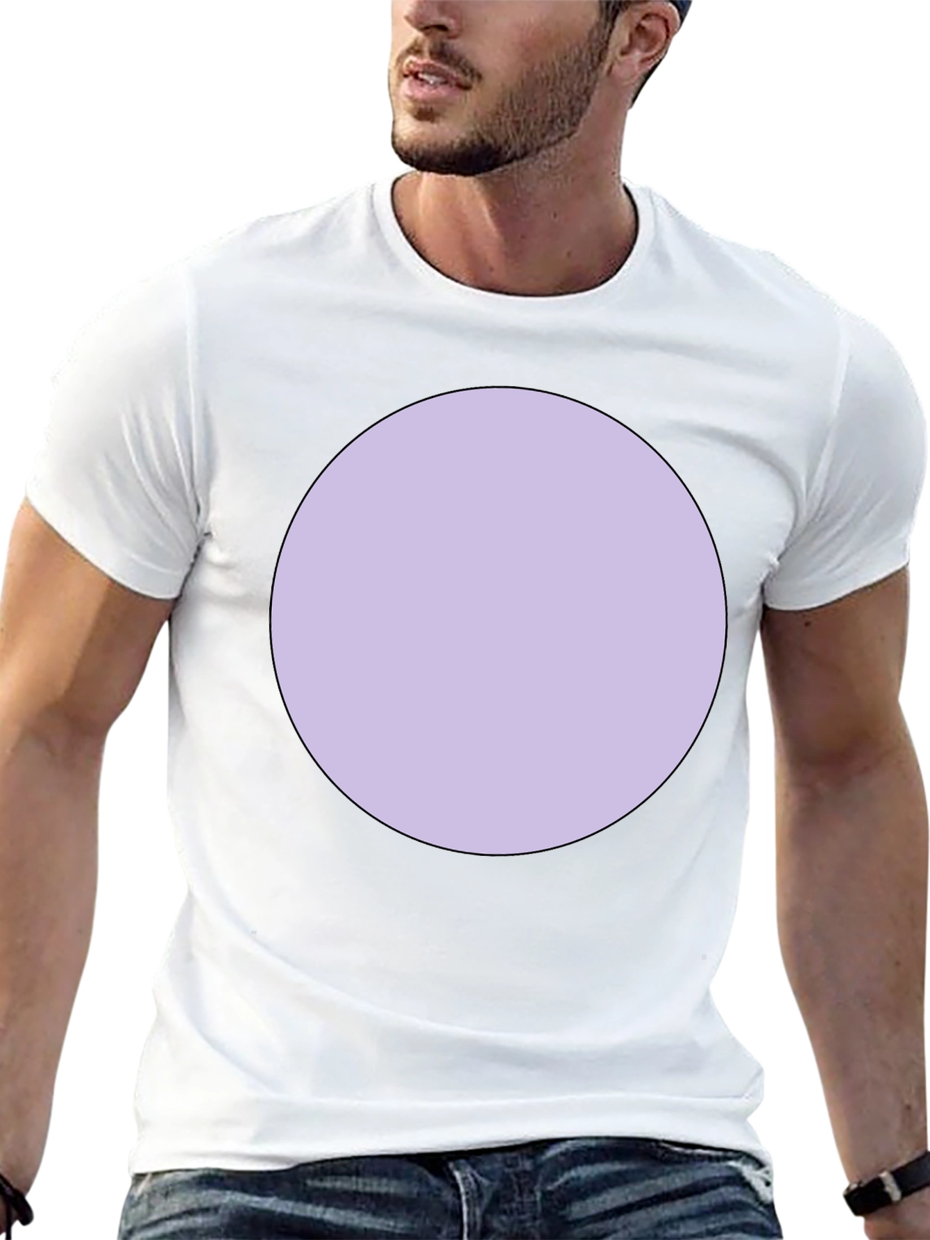 Mens Black T-Shirt with Lavender Circle Graphic