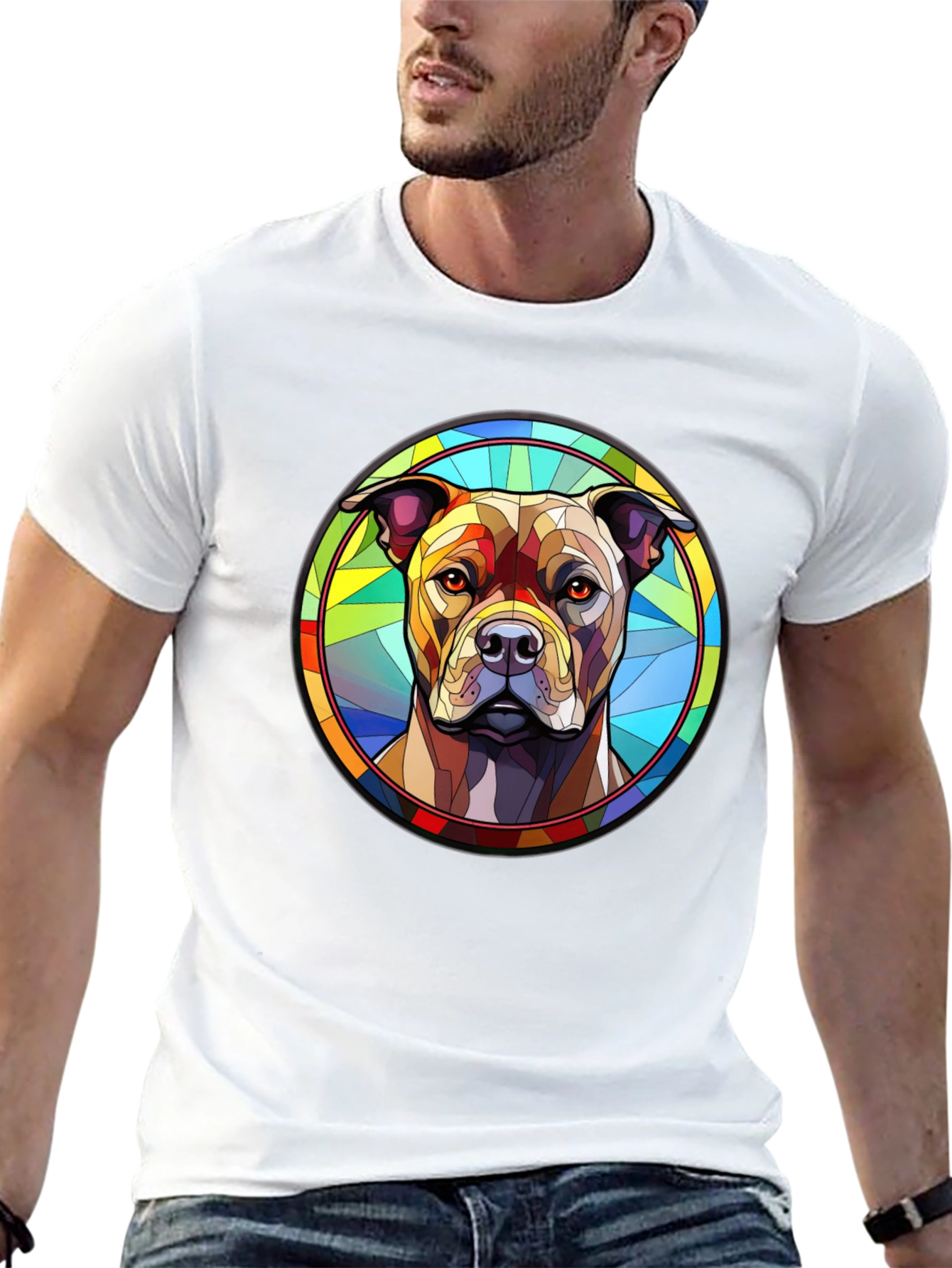 Stained Glass Dog Graphic T-Shirt