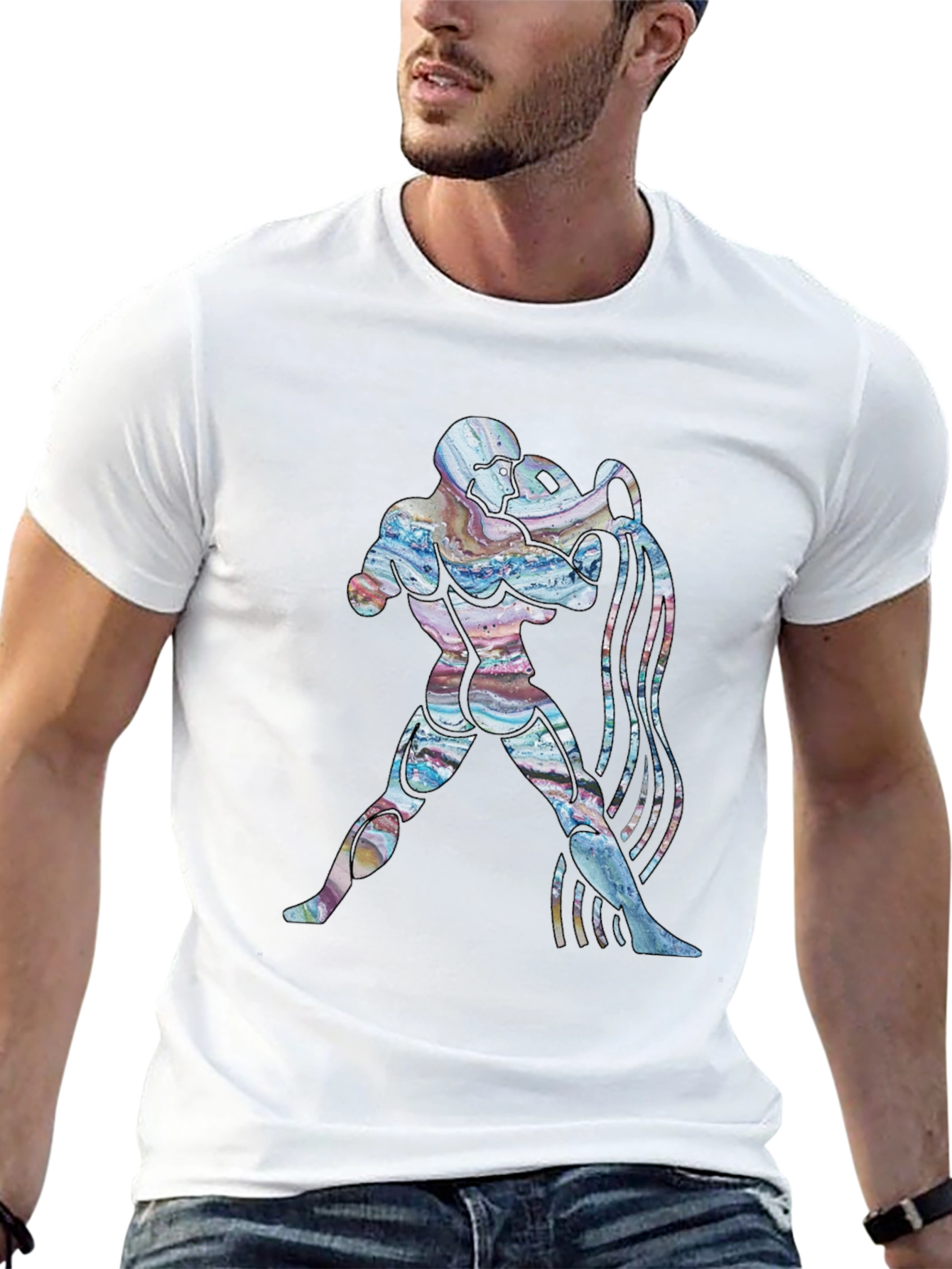 Aquarius Zodiac Graphic Tee - Black Cotton T-Shirt