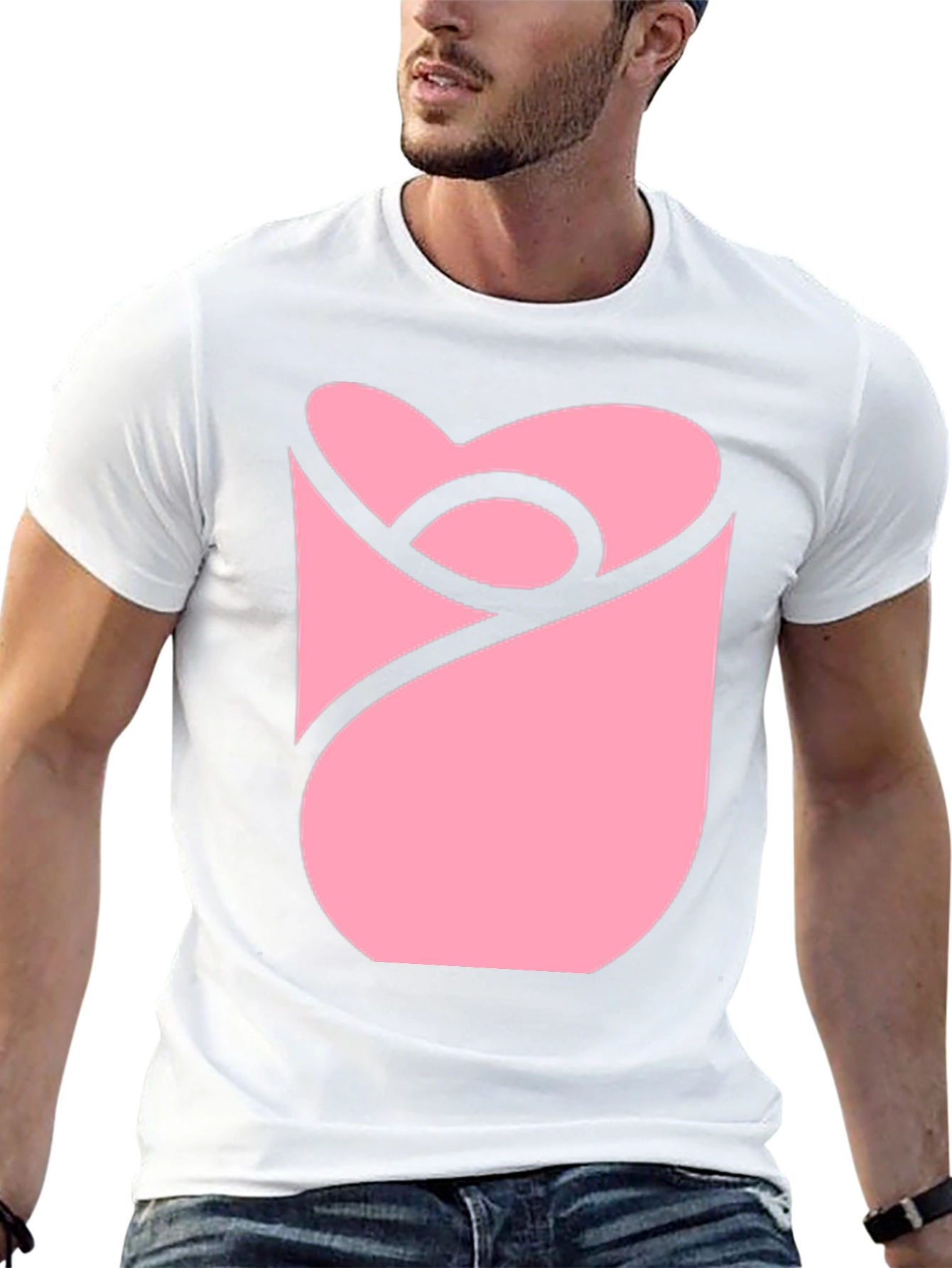 Modern Pink Rose Graphic Black T-Shirt