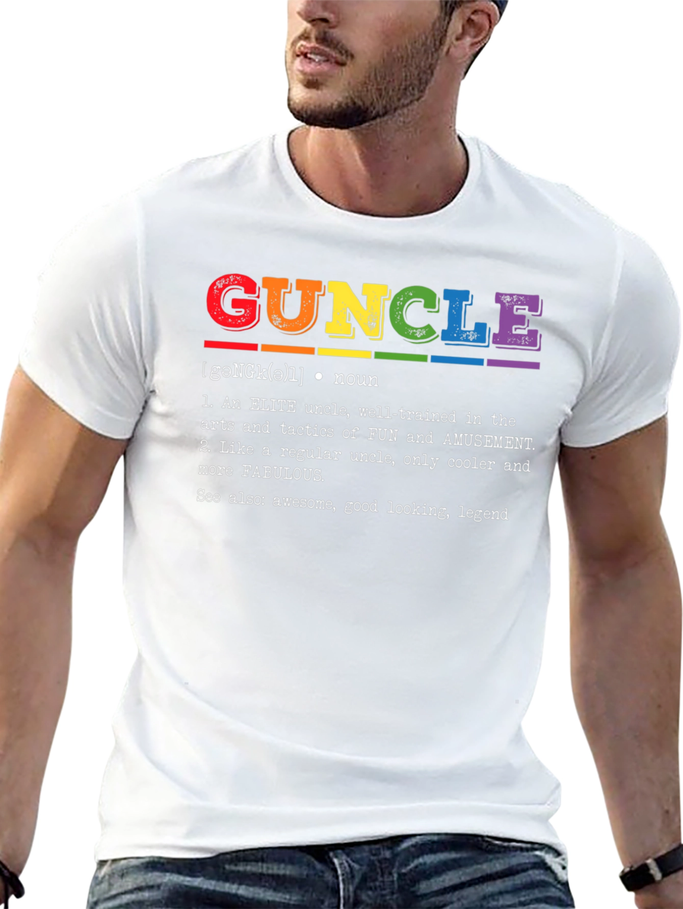 Guncle Definition T-Shirt - Elite Rainbow Uncle