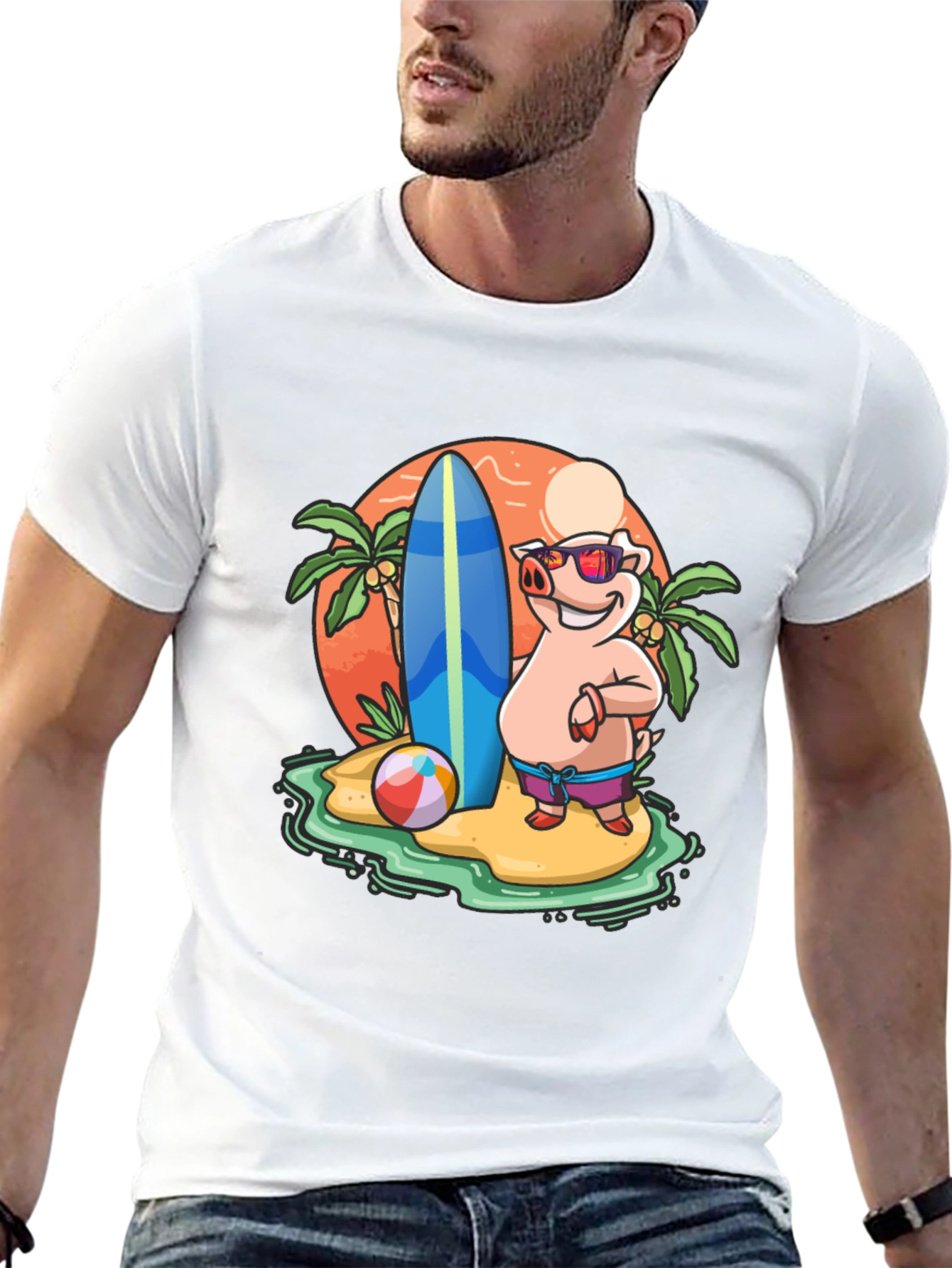 Funny Pig Beach T-Shirt - Summer Vibes