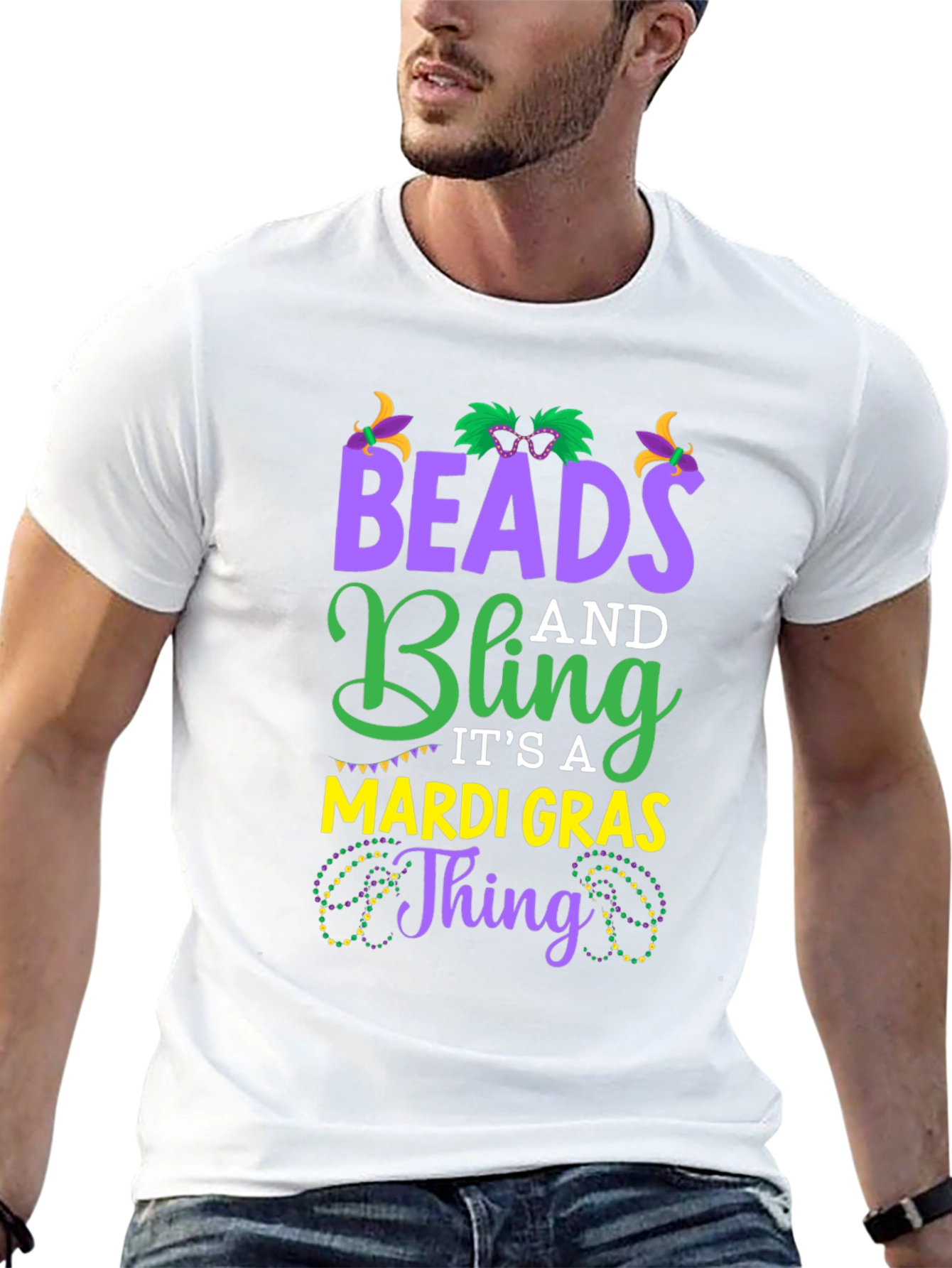 Mardi Gras Beads and Bling Graphic Tee