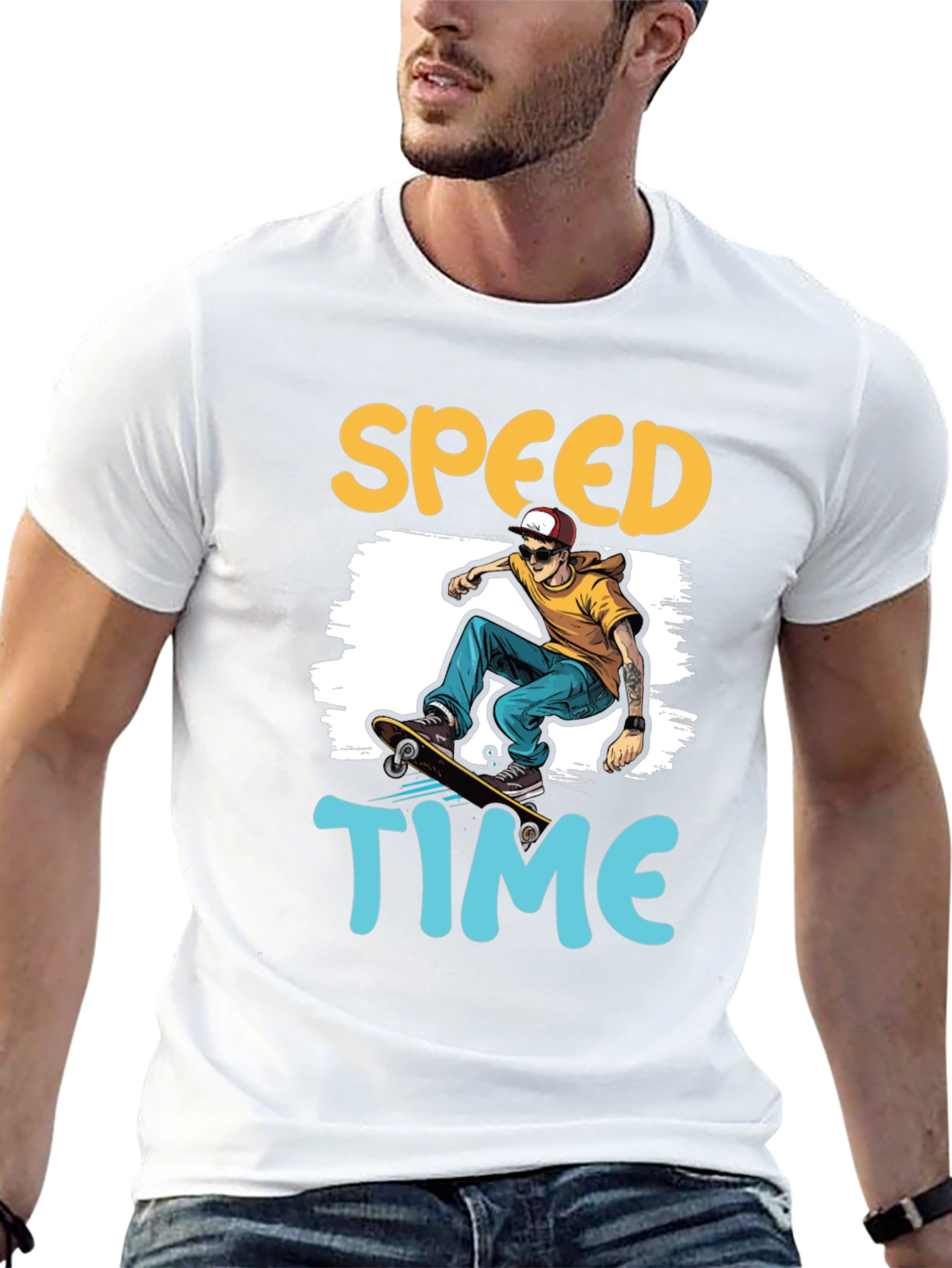 Skateboarding Speed Time Graphic Tee - Black