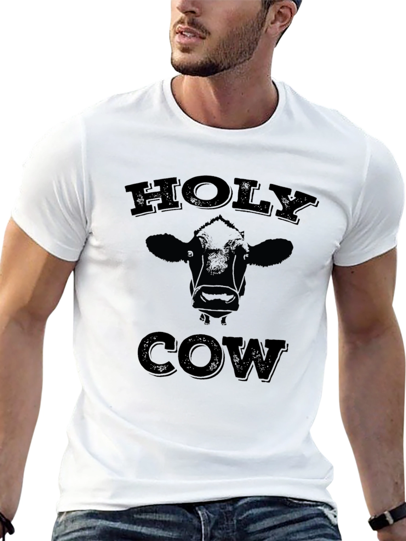 Holy Cow Graphic Tee - Black Casual T-Shirt