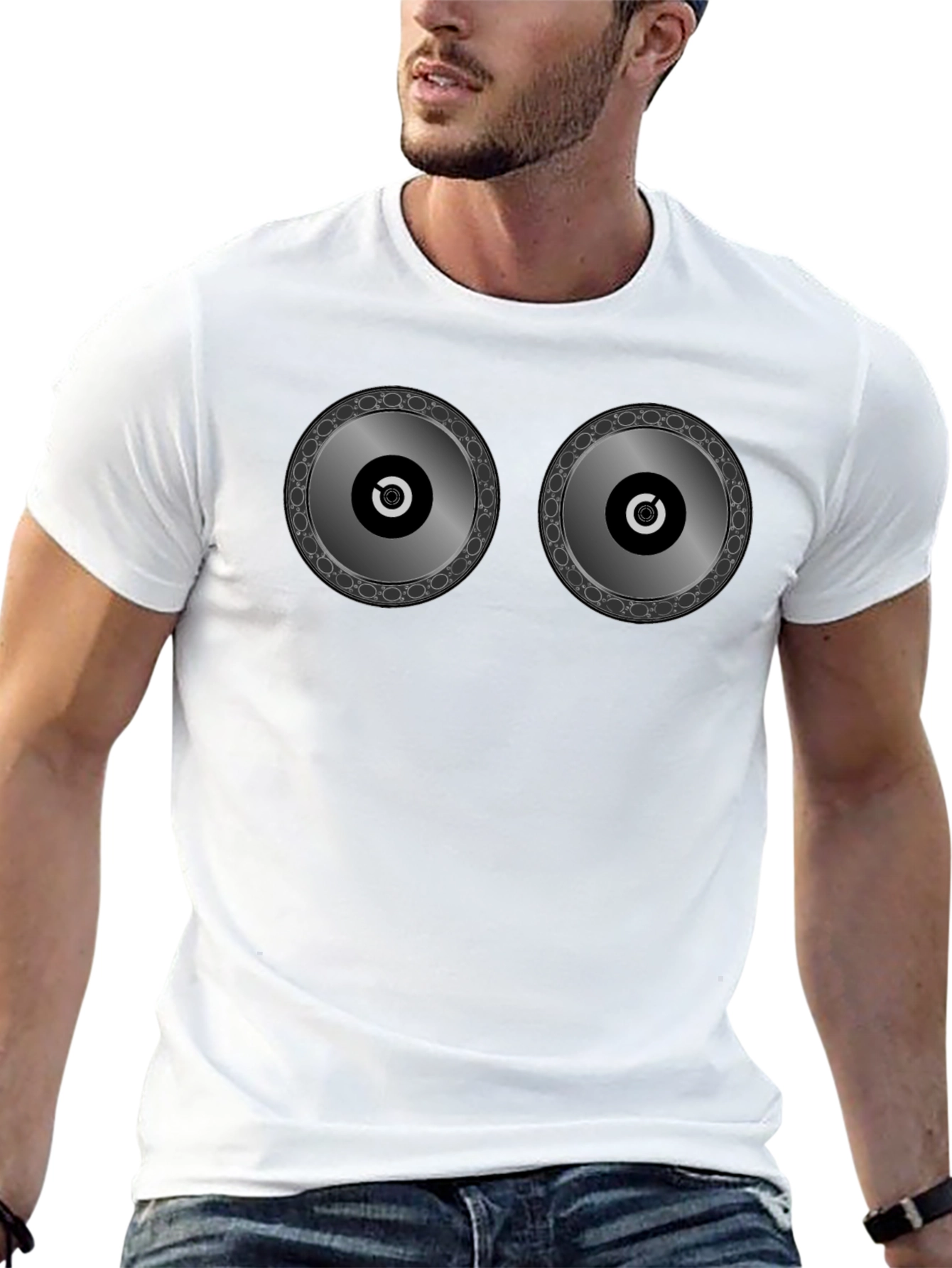 Novelty DJ Turntable Graphic Black T-Shirt