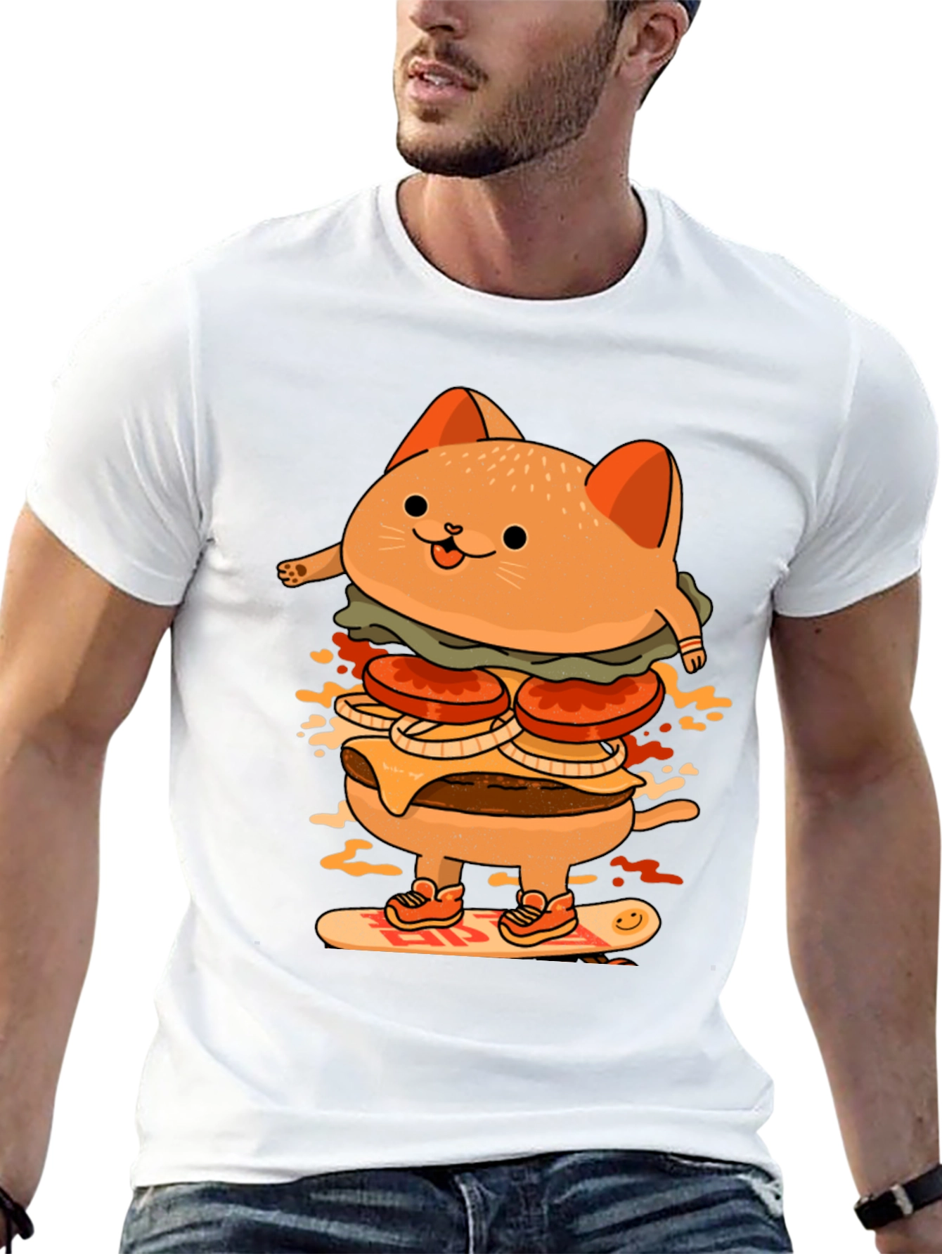 Burger Cat Skateboard Tee