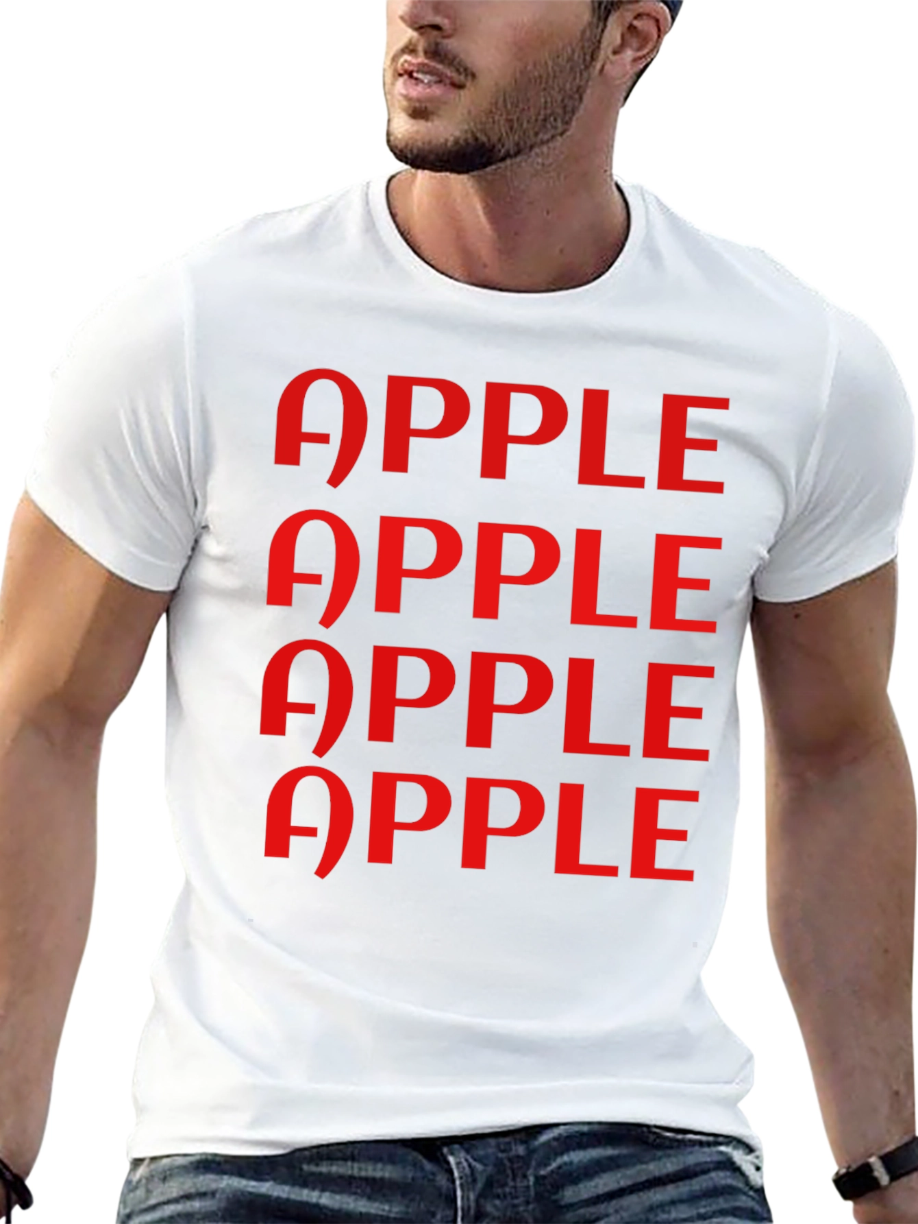 Apple Pattern Graphic Tee - Classic Black T-Shirt