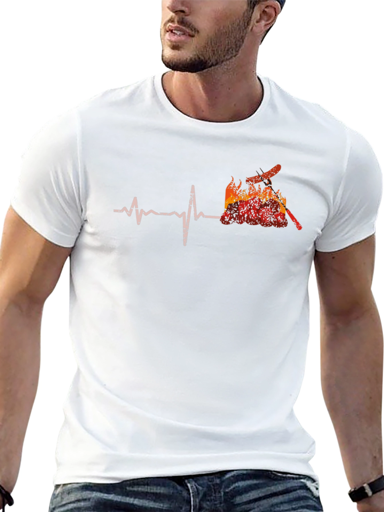 Firefighter Heartbeat Graphic T-Shirt