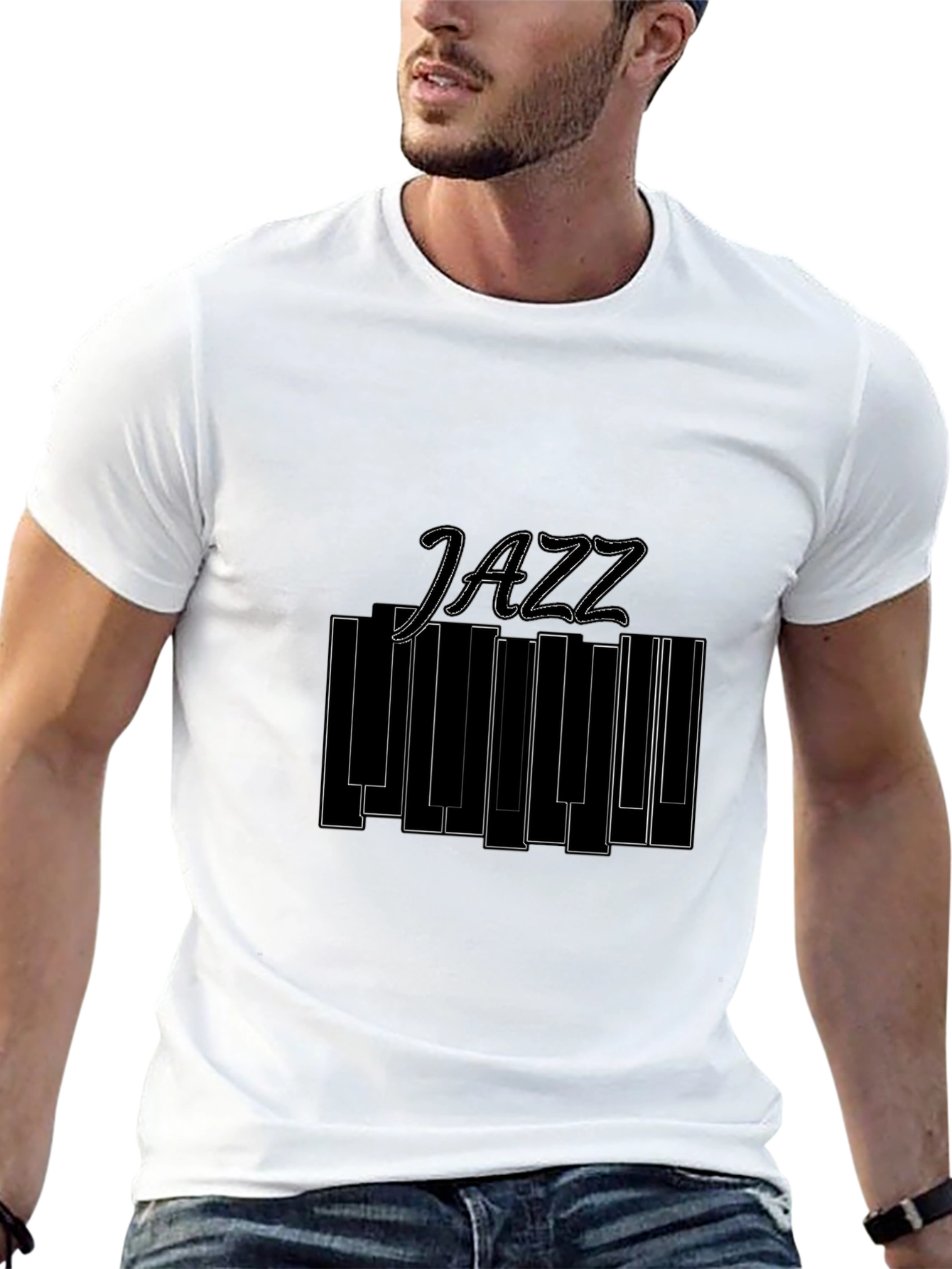 Jazz Music Piano Keys Graphic Black T-Shirt