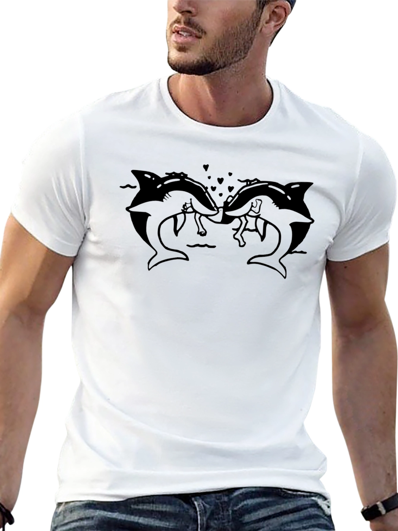 Shark Love T-Shirt - Mens Graphic Tee - Black