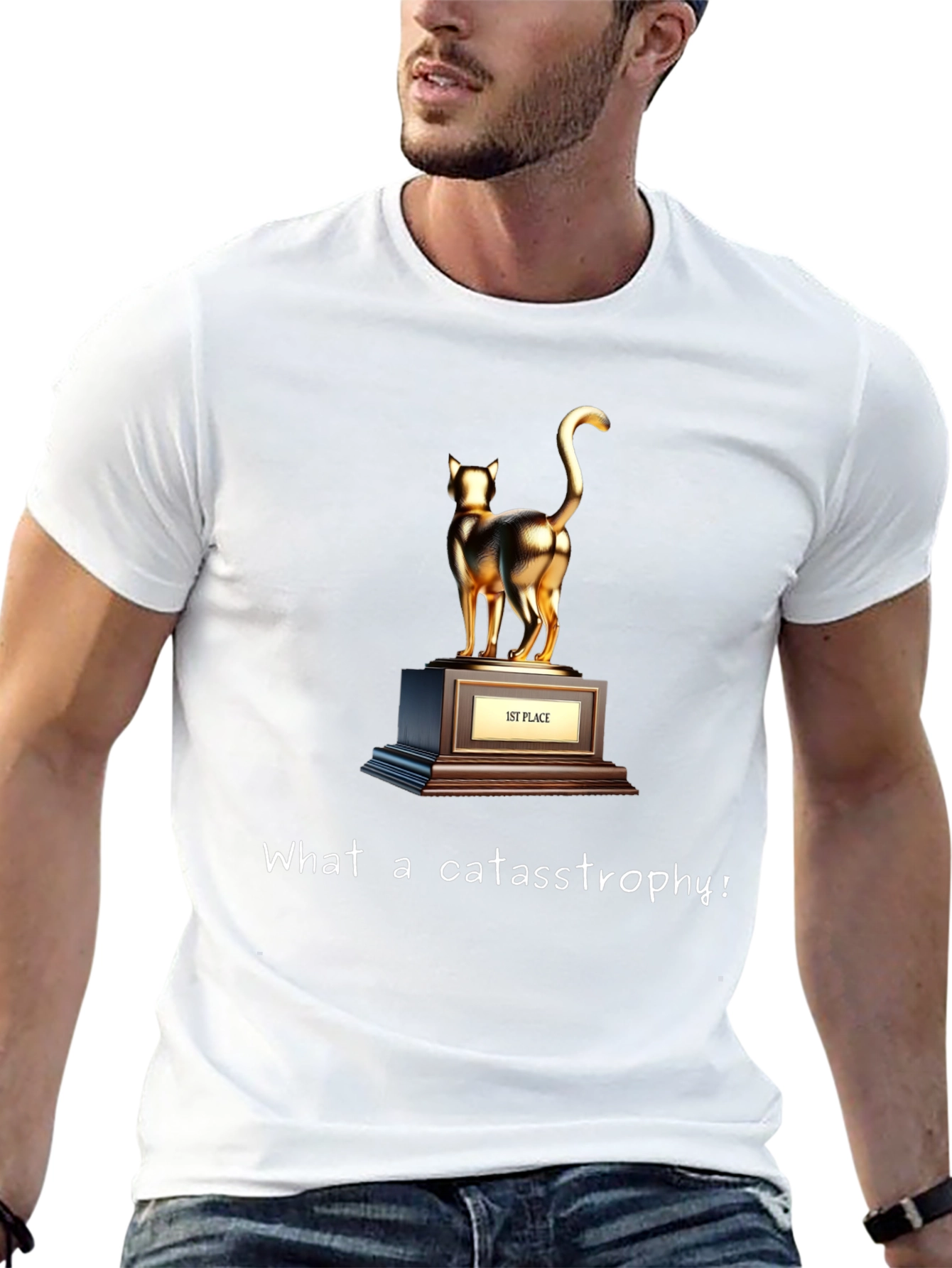 Cat Trophy T-Shirt - What a Cat-astrophe!