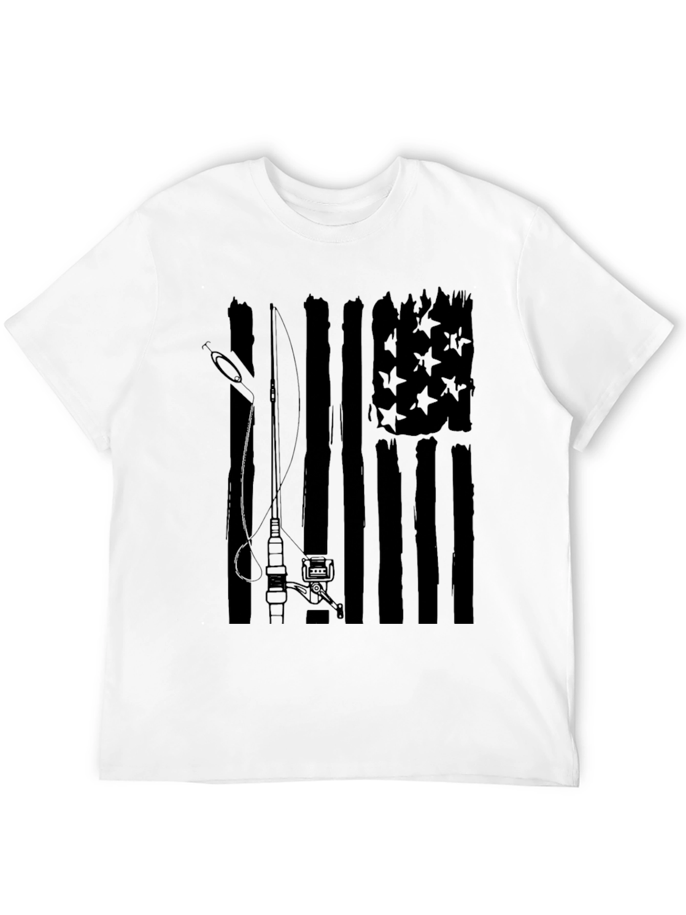 Fishing Rod Flag Graphic T-Shirt