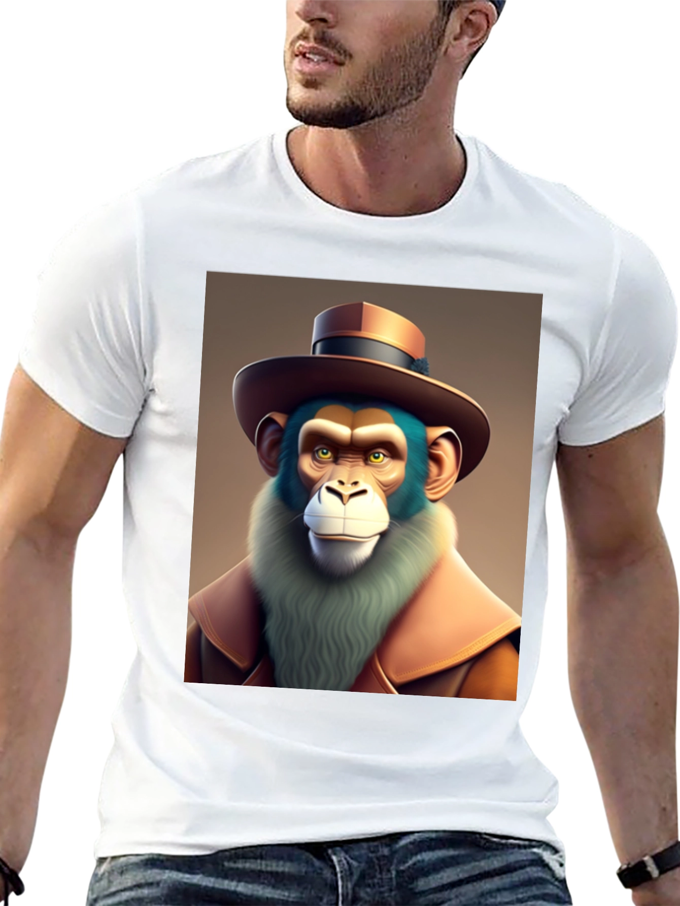 Monkey Detective Graphic T-Shirt - Cool Cartoon Ape Design