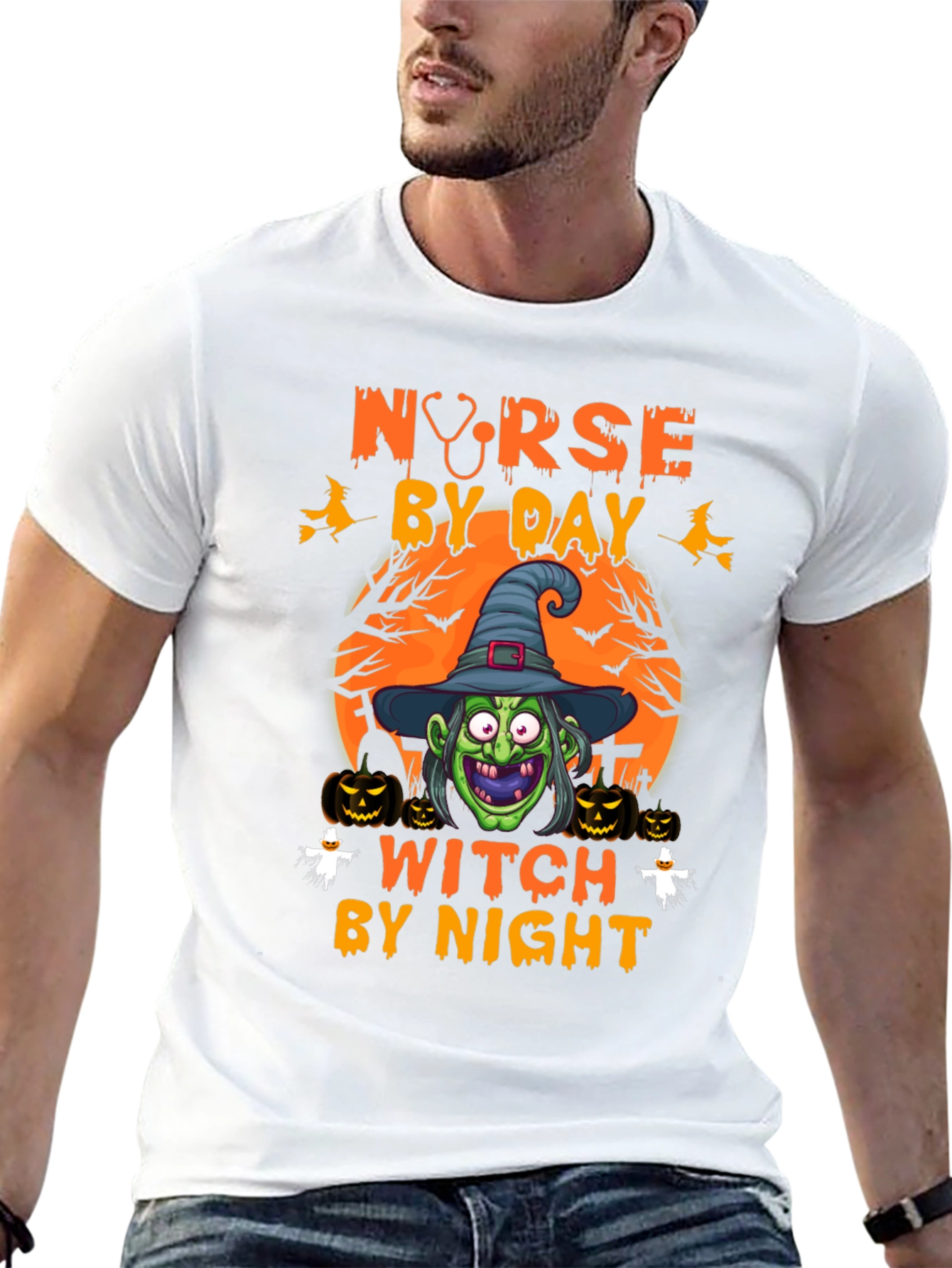 Nurse by Day Witch by Night Halloween T-Shirt