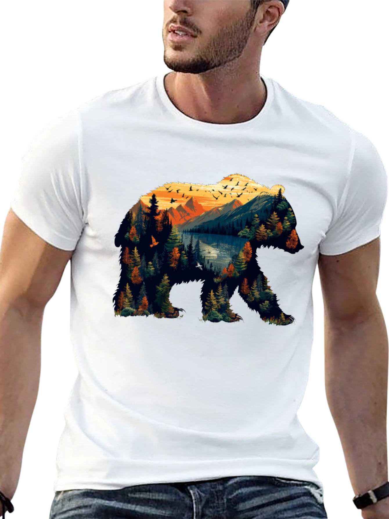 Nature Bear Graphic Tee - Mens Black T-Shirt