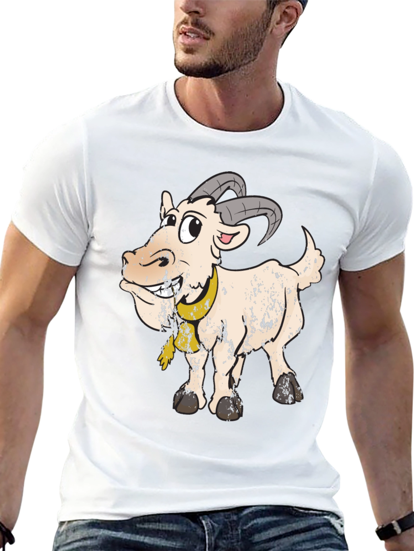 Goofy Goat Graphic Tee - Black Cotton Blend T-Shirt