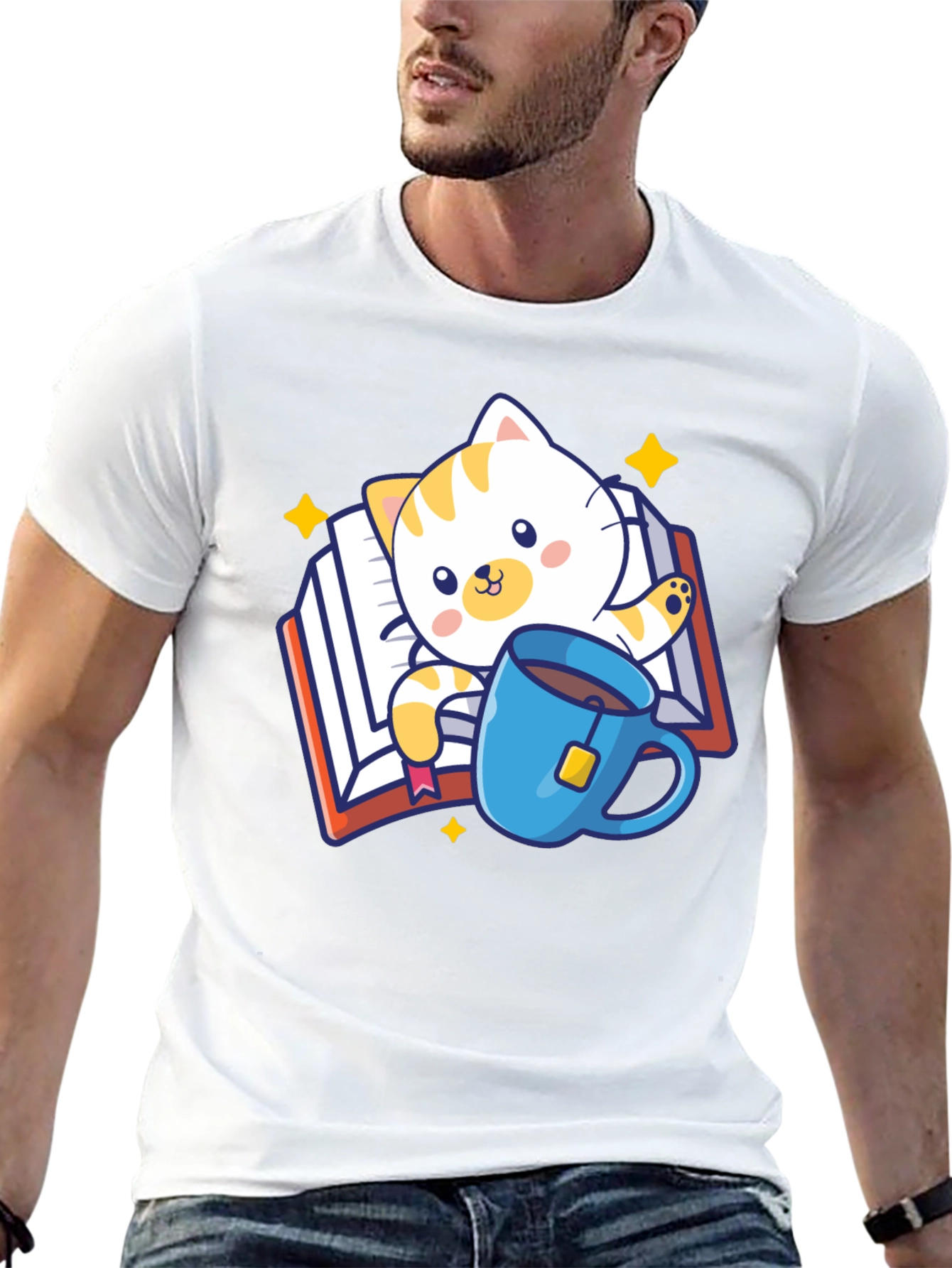 Cute Cat Reading Book T-Shirt