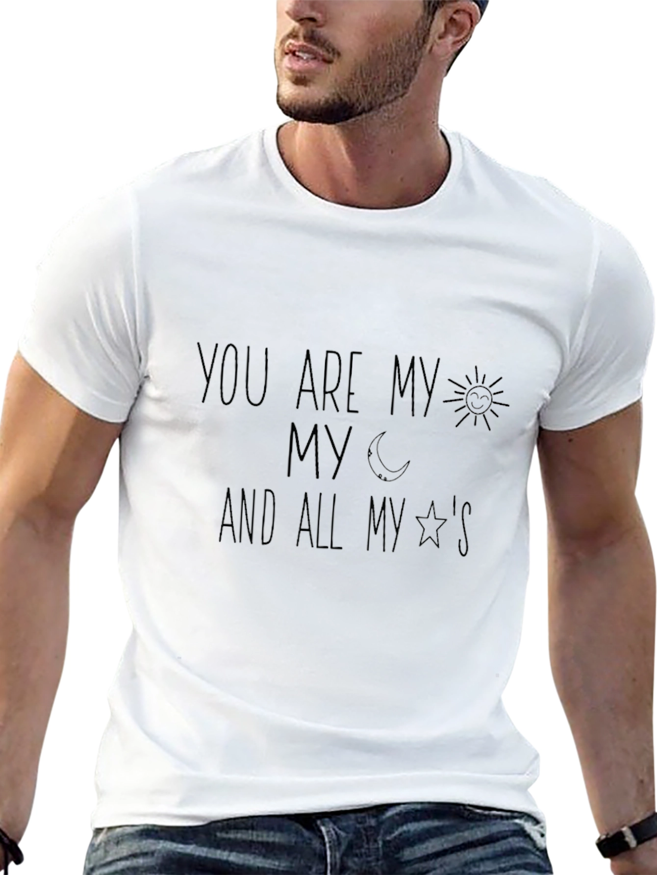You Are My Sunshine Moon Stars Black Graphic Tee
