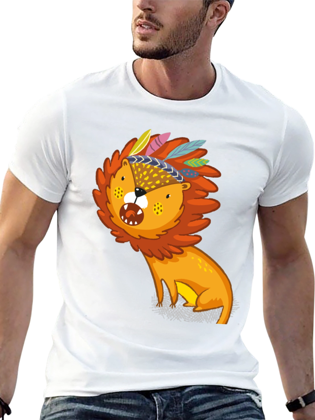 Lion Graphic Print Black Tee