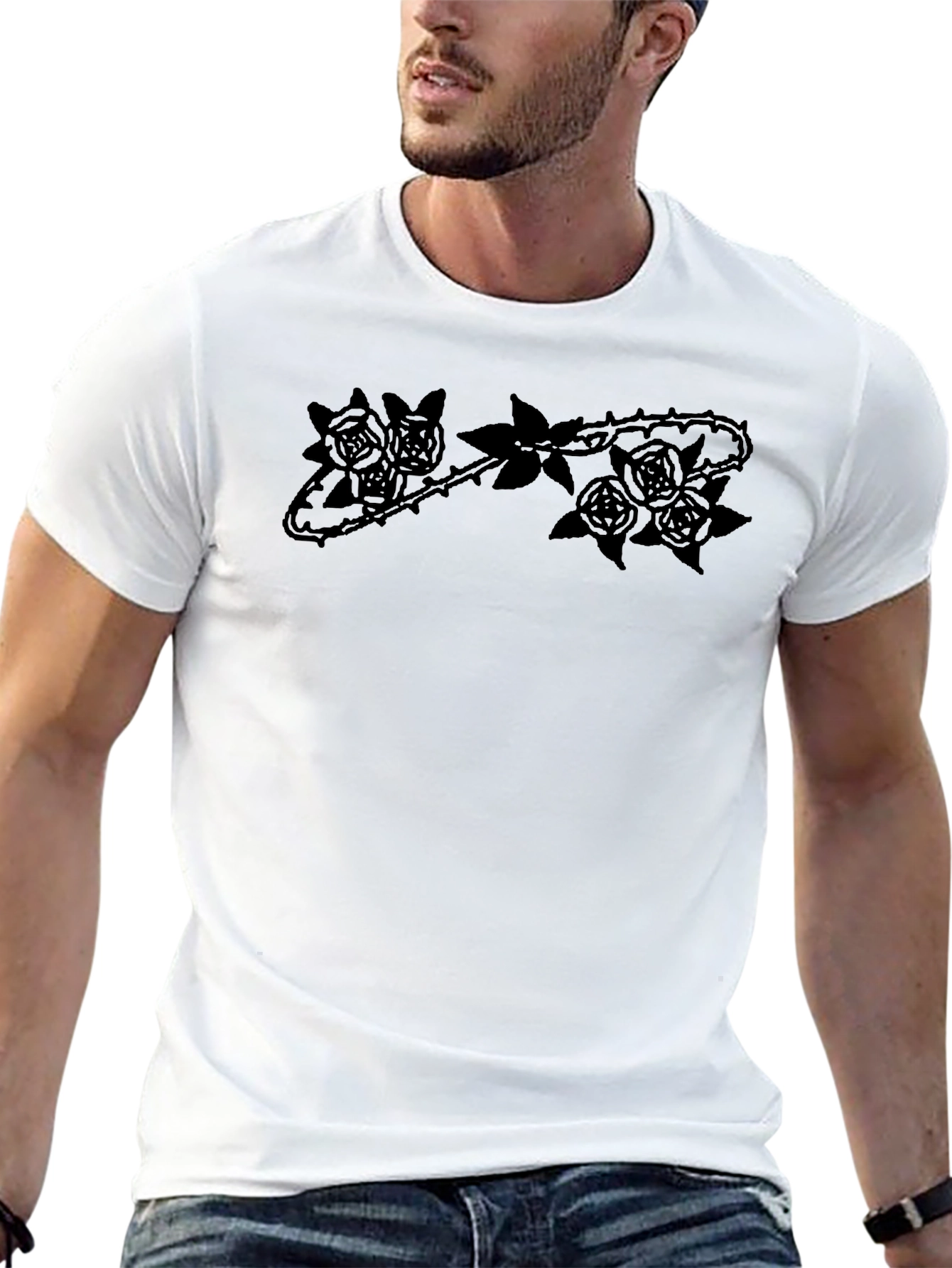 Rose & Thorns Graphic Tee - Edgy Menswear