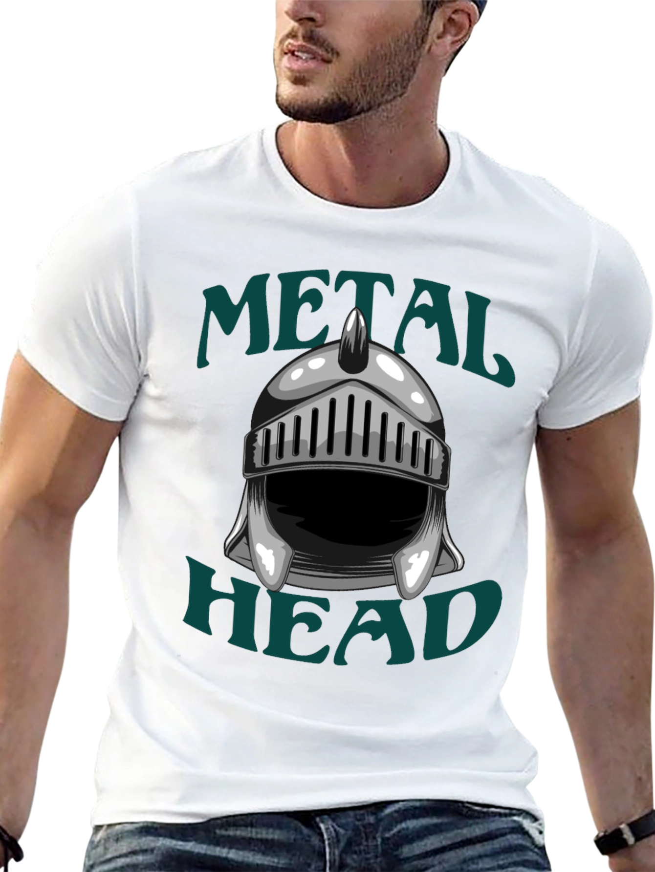 Metal Head Knight Helmet Graphic T-Shirt