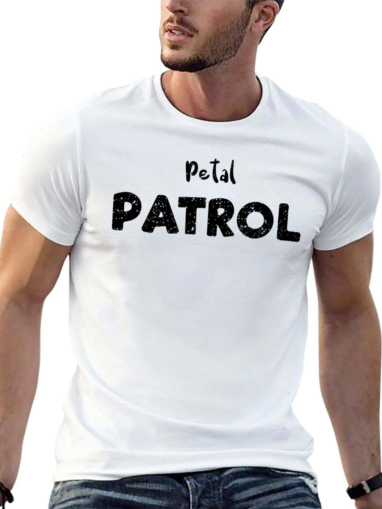 Petal Patrol Graphic Print T-Shirt - Black Crew Neck