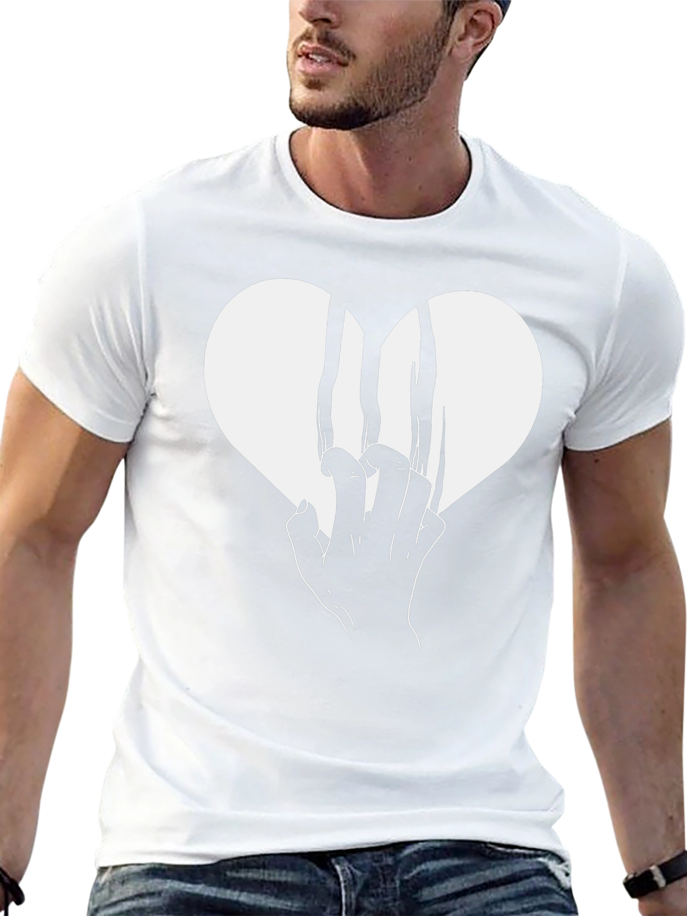 Broken Heart Graphic Tee - Black Cotton T-Shirt