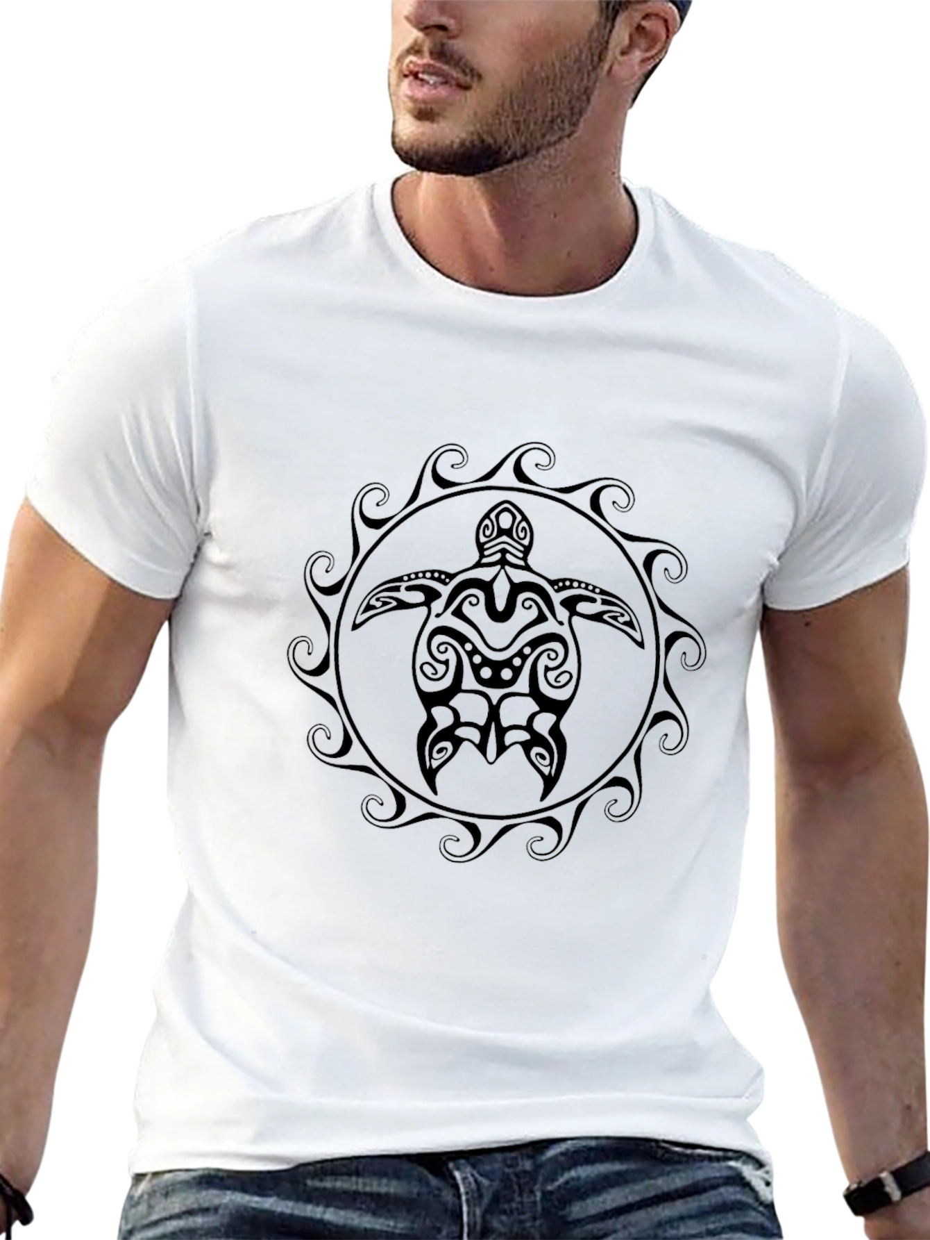 Tribal Turtle Graphic Tee - Black