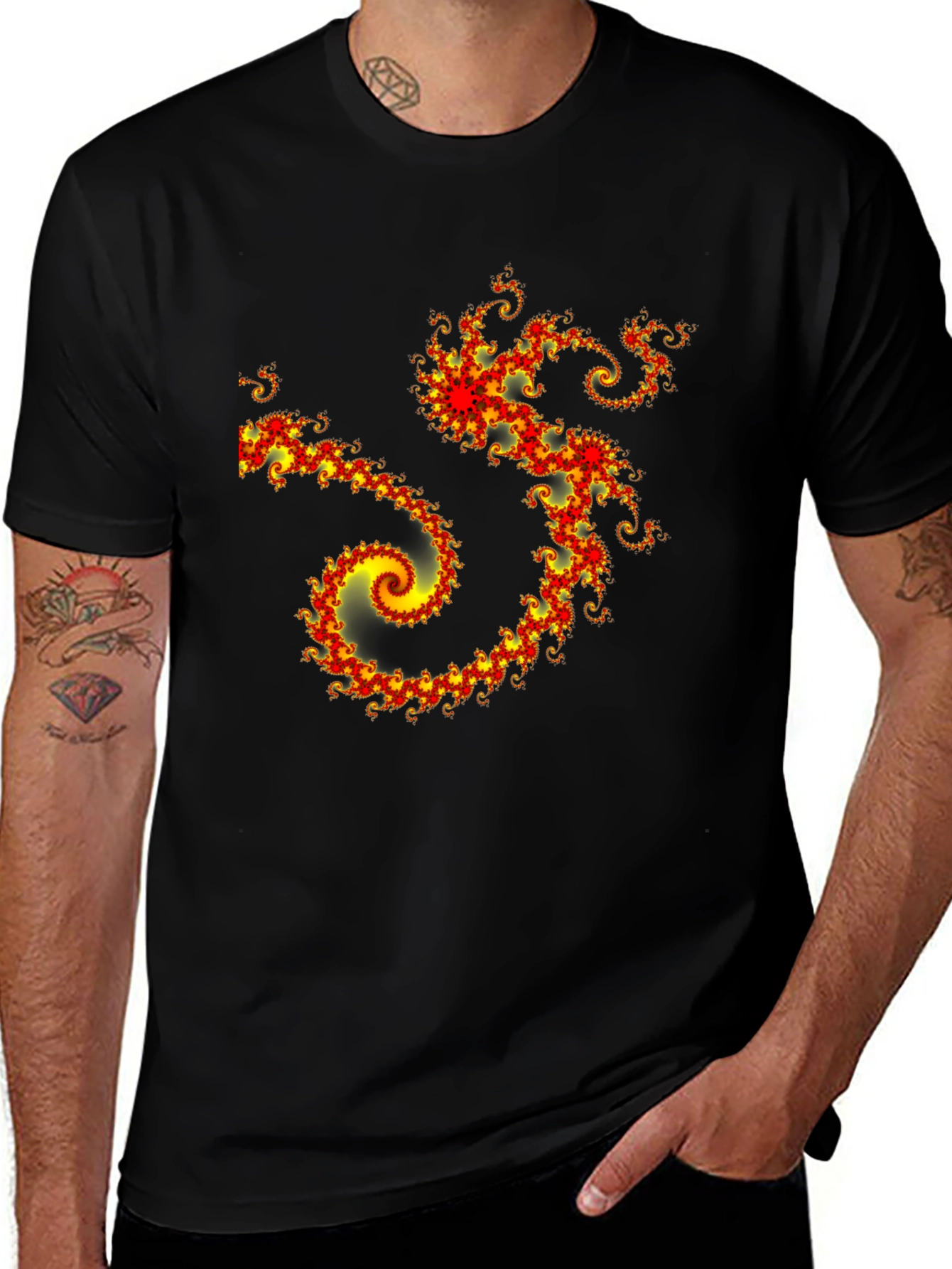 Fractal Art Spiral Graphic Tee - Unique Design