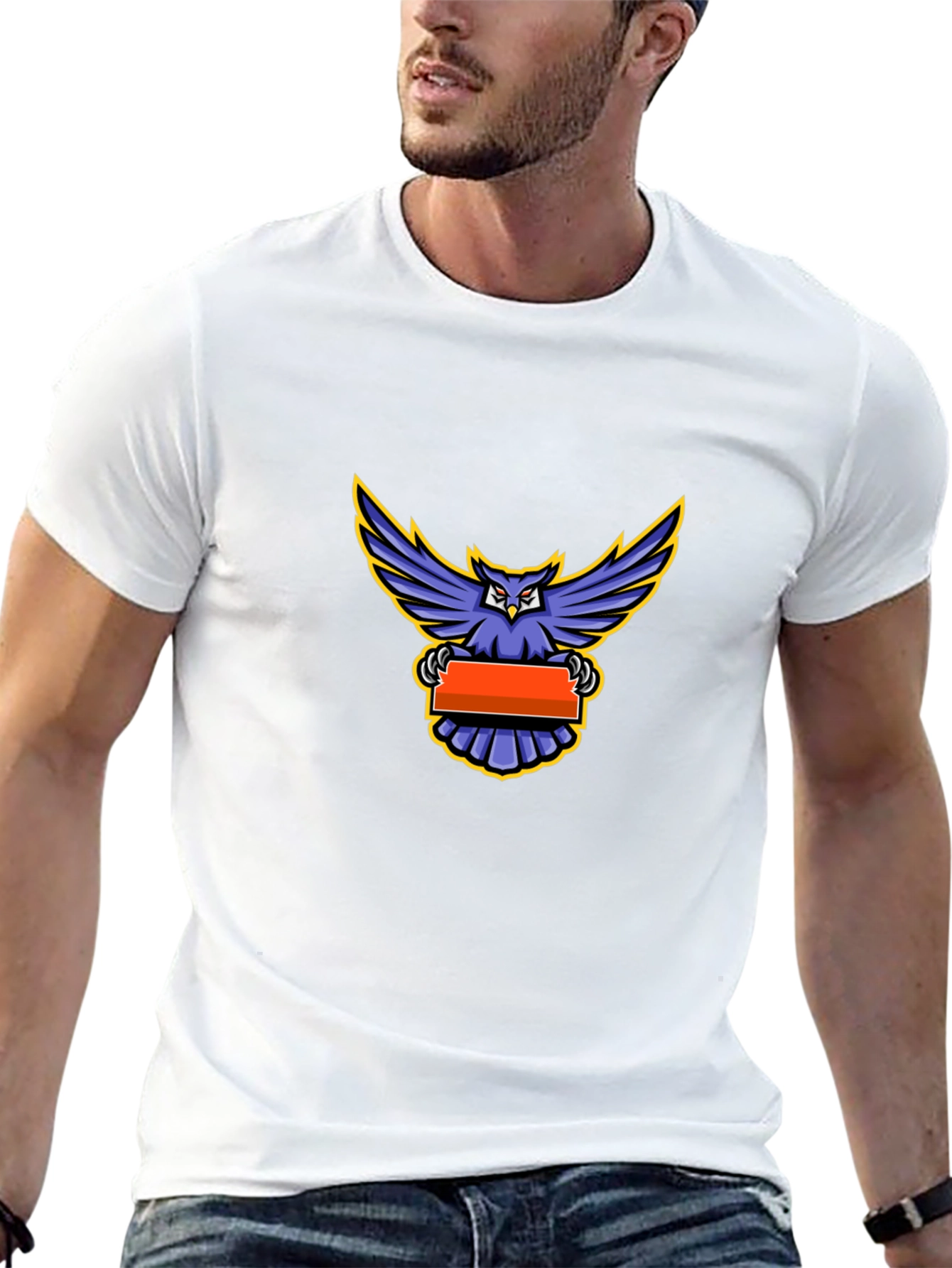 Owl Graphic Print Crew Neck T-Shirt