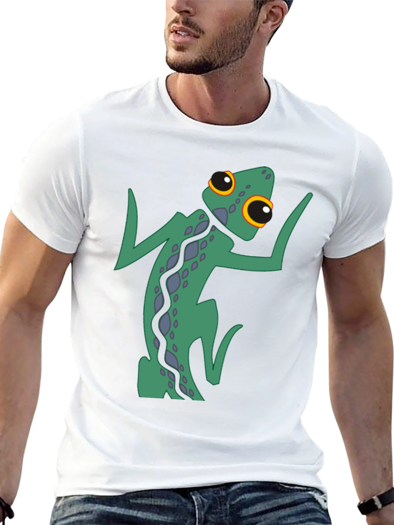 Funky Gecko Graphic Tee - Black Cotton Blend