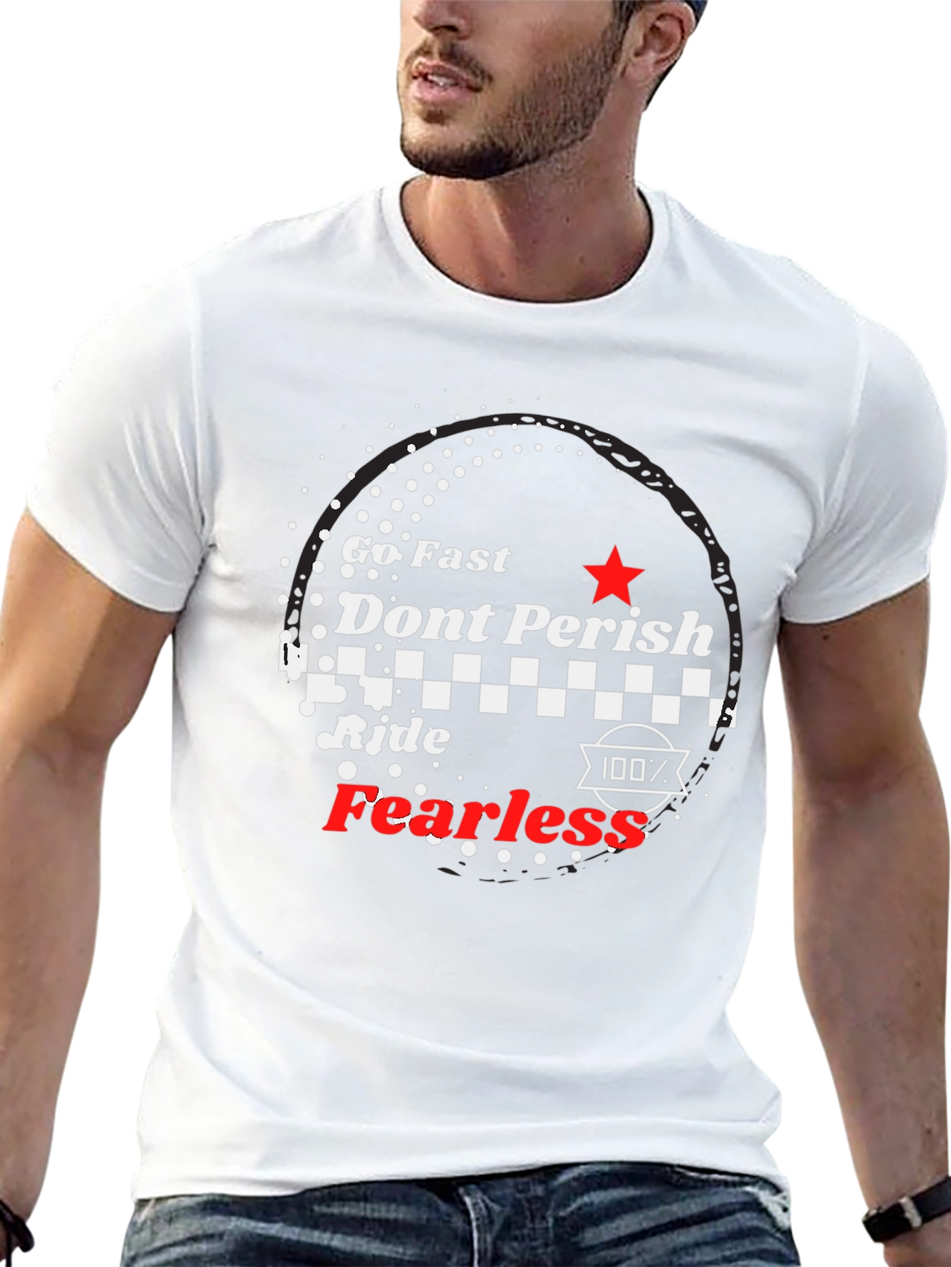 Go Fast Fearless Ride Black Graphic Tee